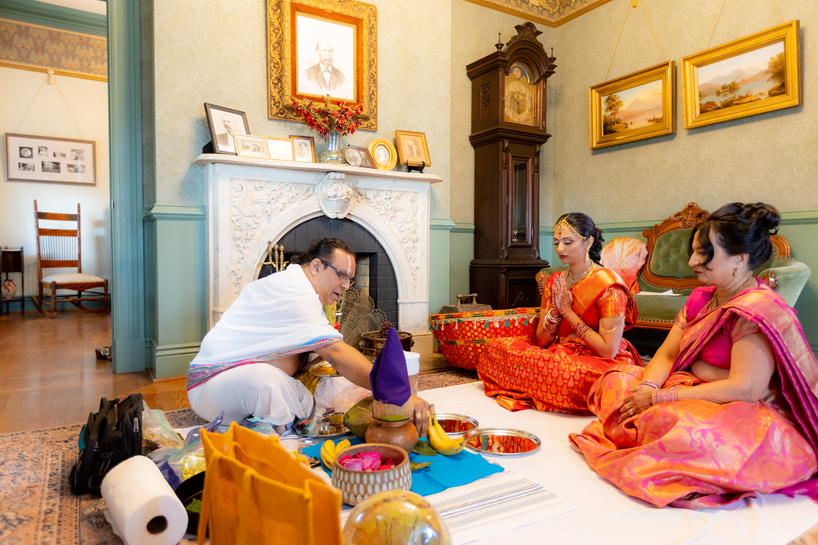 Traditional pre wedding indian ceremony for bride at Renstorff house in the bay area.