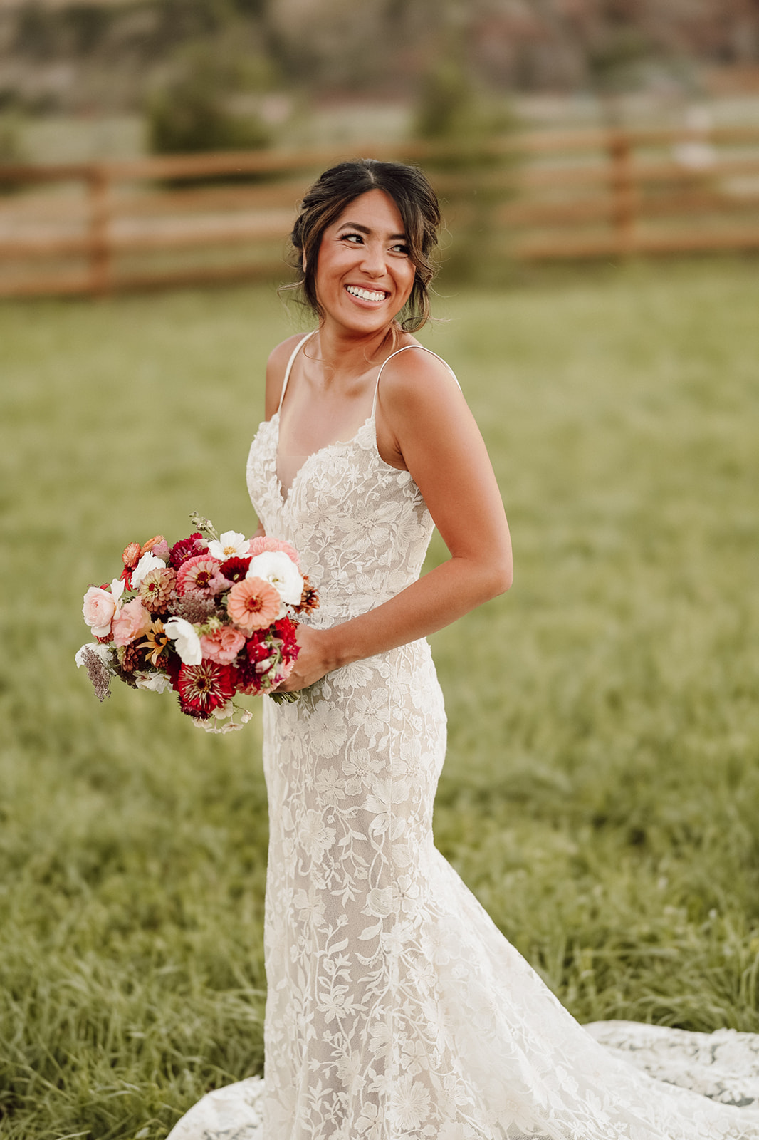 Woman smiling during Rocky Mountain Bride Styled Editorial