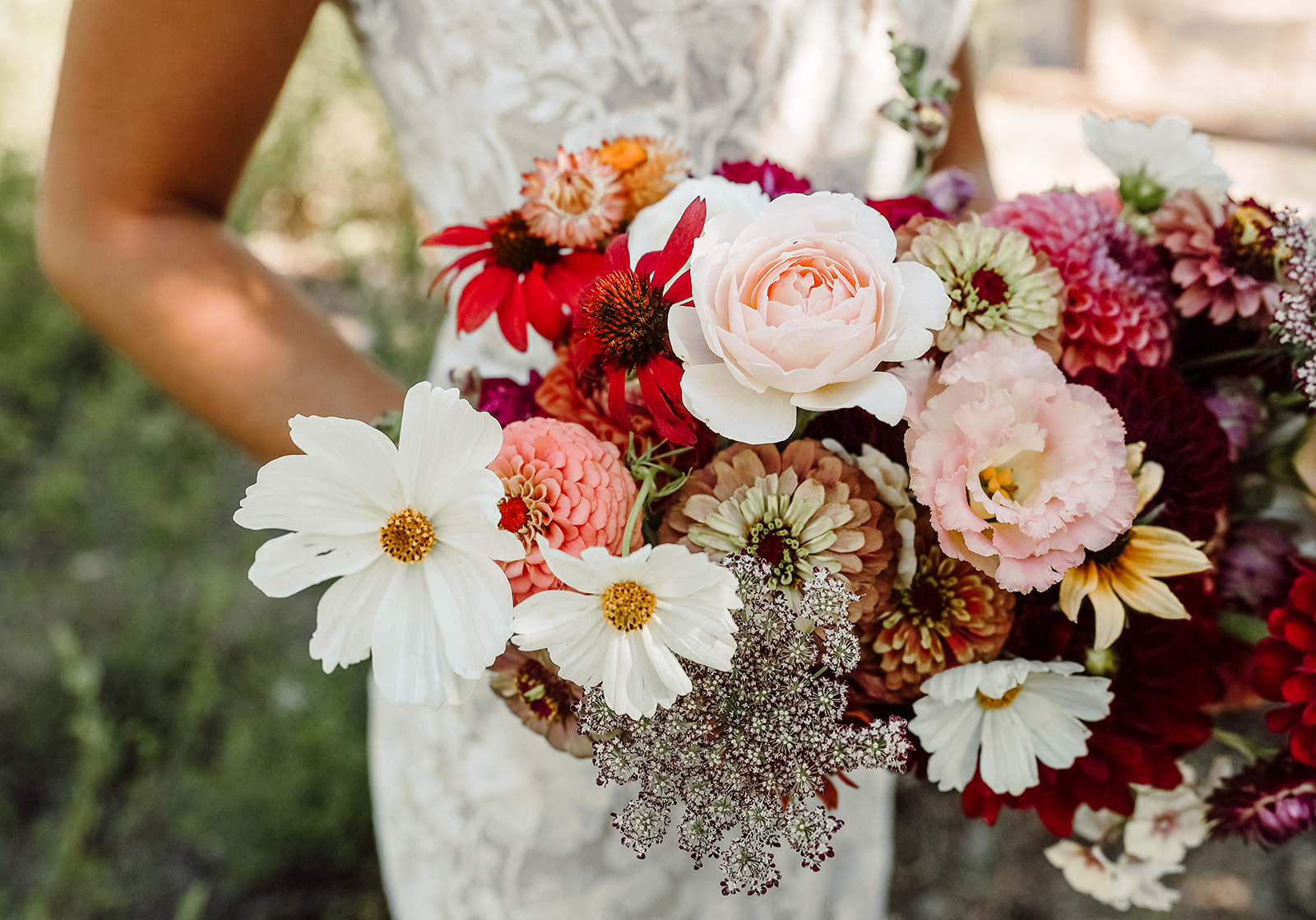 Close up of the bride's wedding bouquet