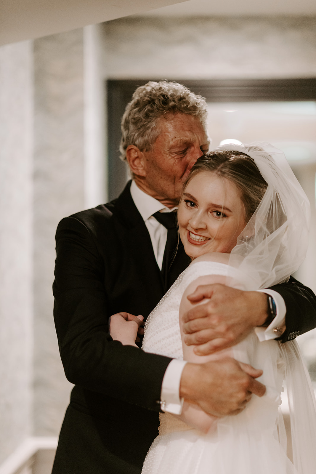 bride and father at Kingstreet Townhouse wedding, Manchester
