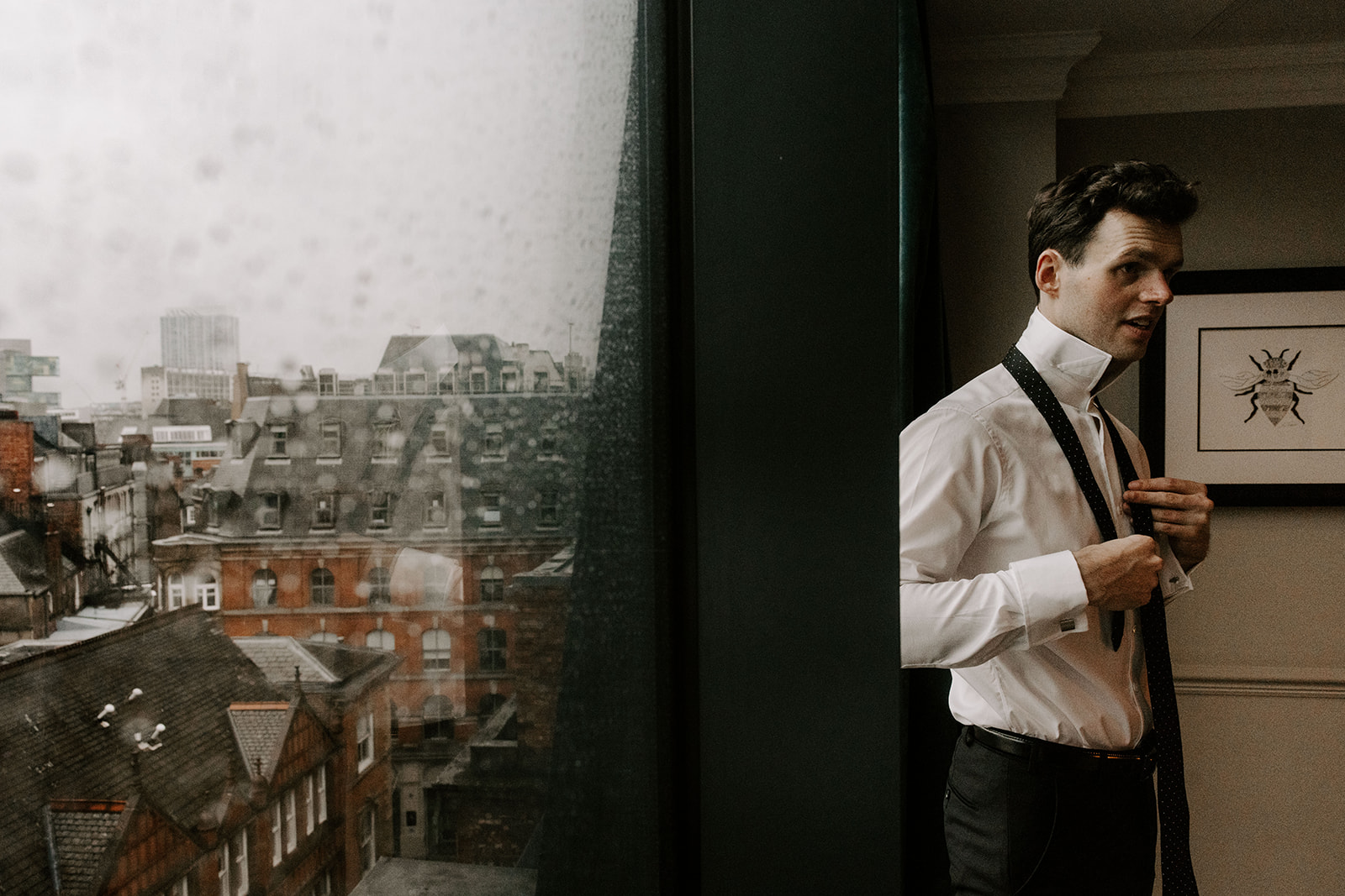 groom getting ready at Kingstreet Townhouse wedding, Manchester
