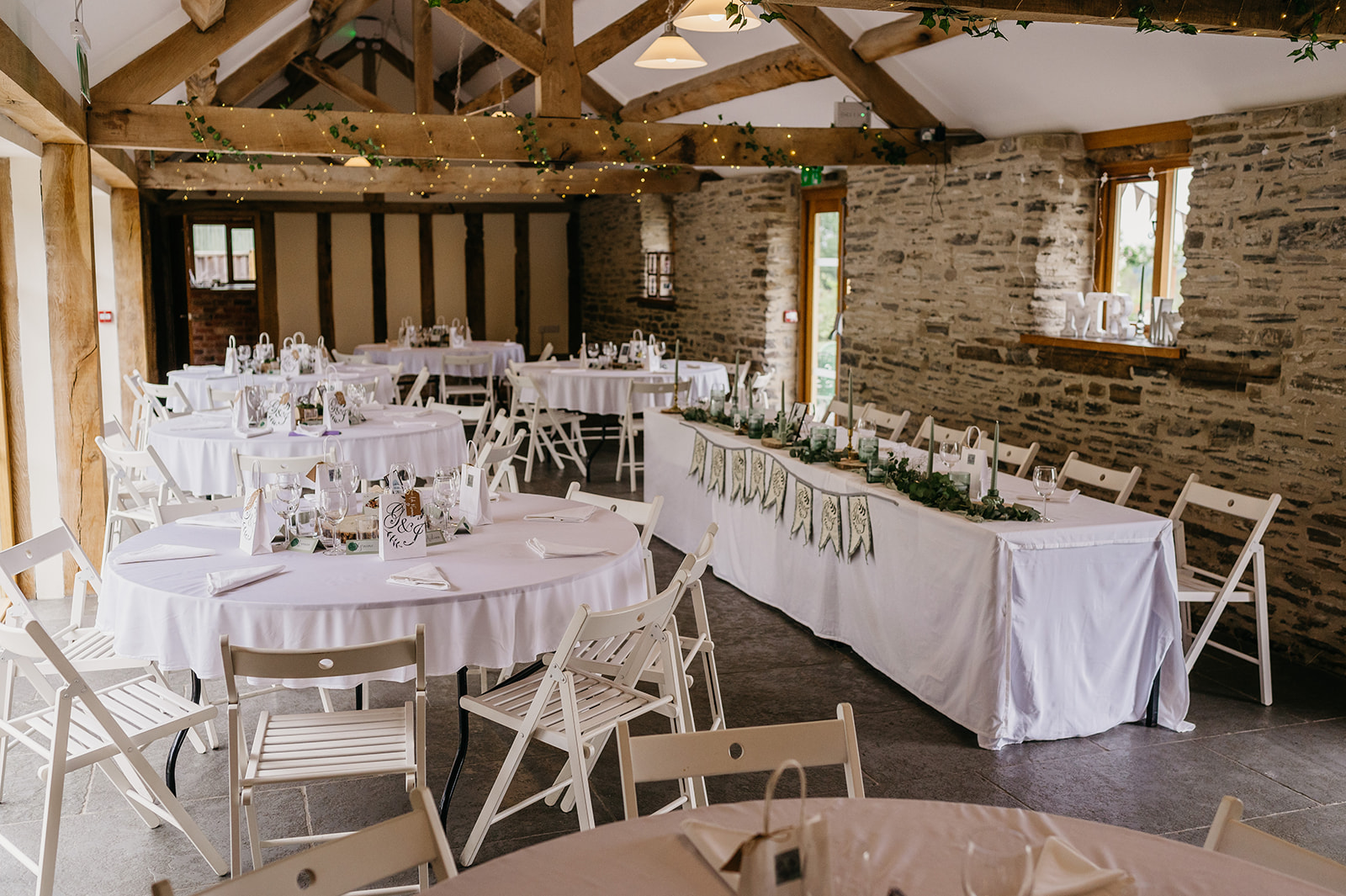 Interior of Camlad Barns Wedding venue