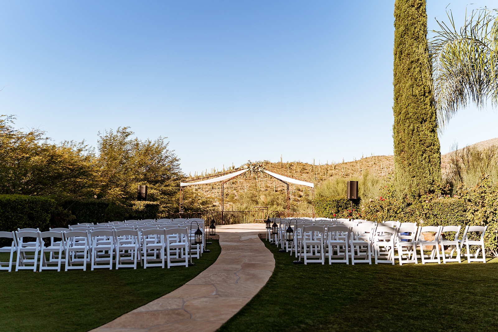 saguaro buttes wedding venue ceremony space set up and decorated