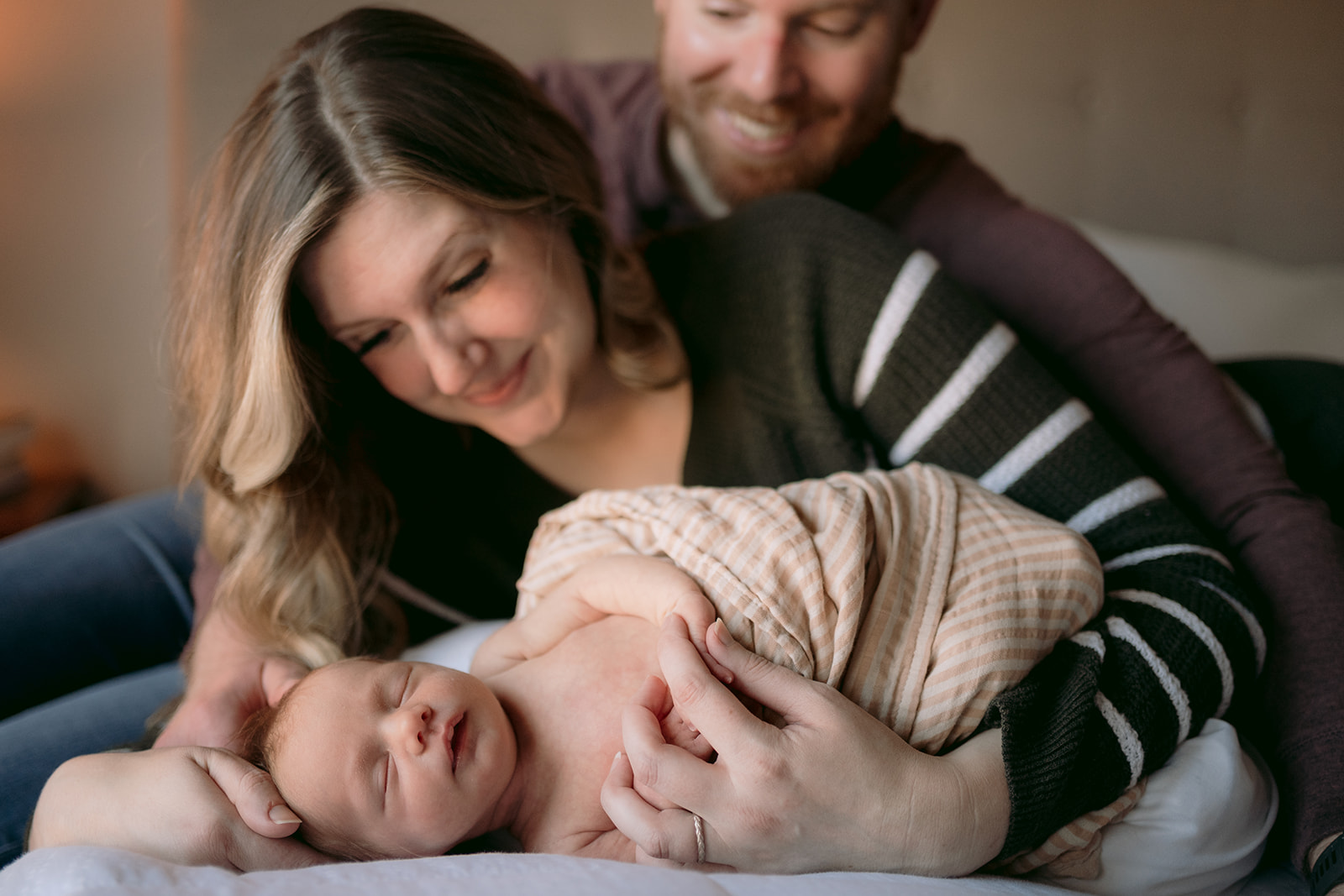 Home photo shoot with newborn and family