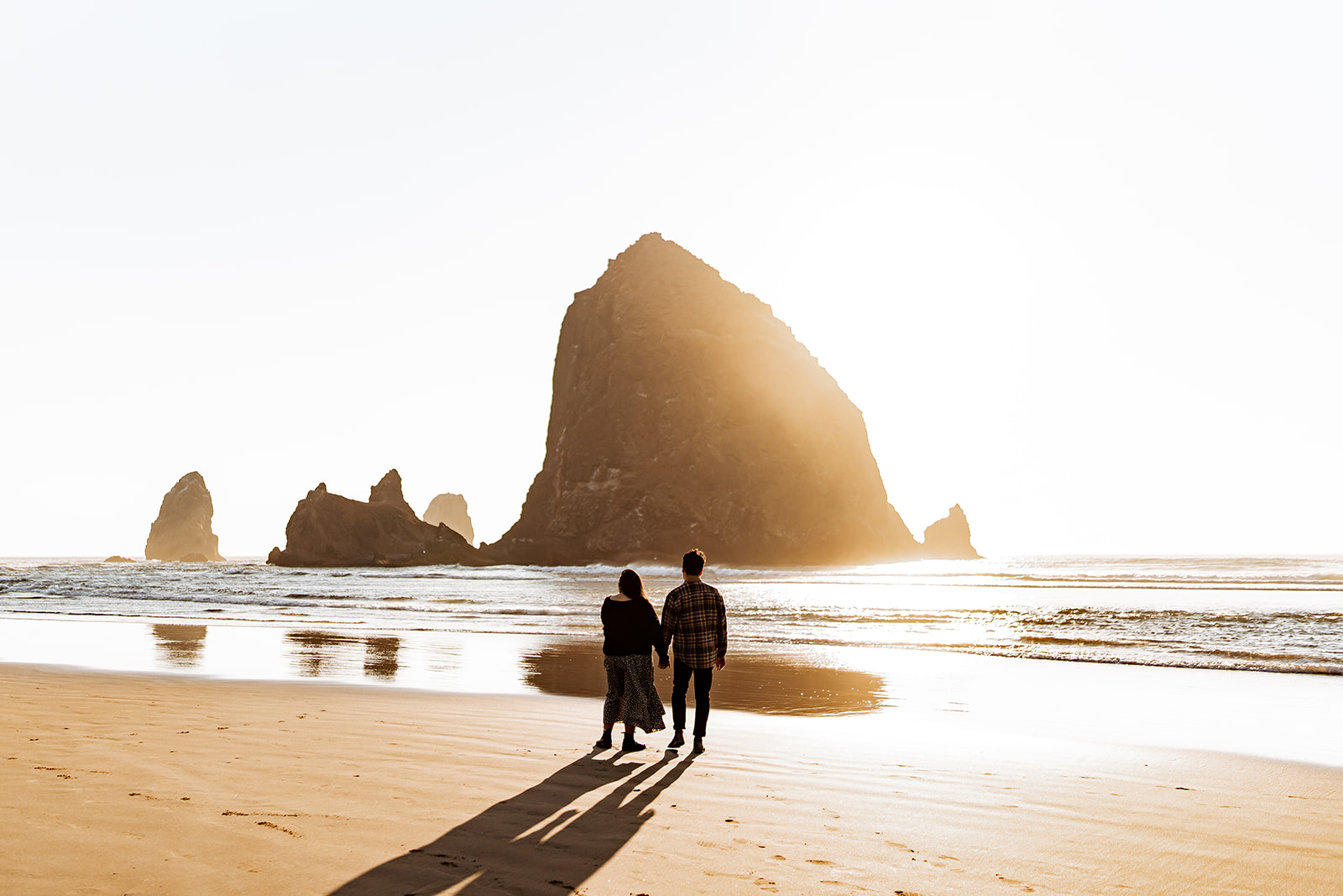 engagement photos of couple at Cannon Beach 