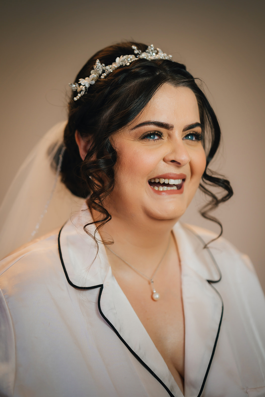 the bride smiling