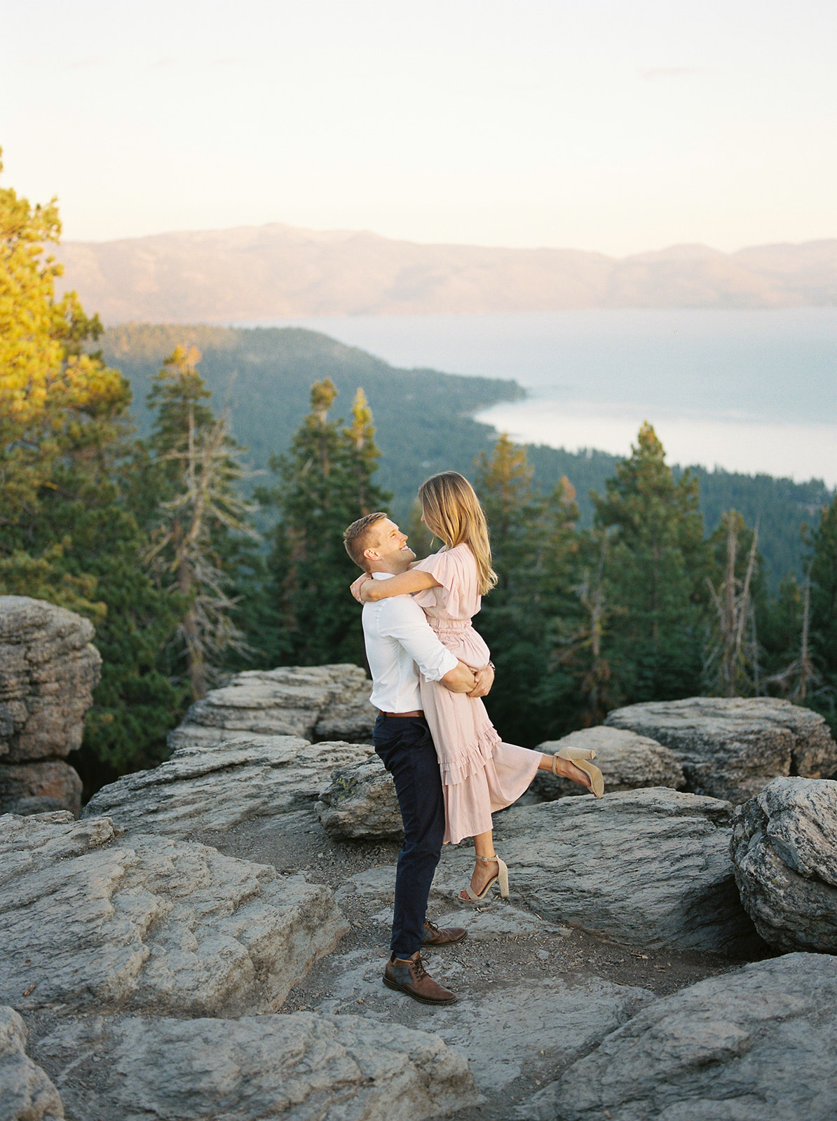lake tahoe engagement session lookout