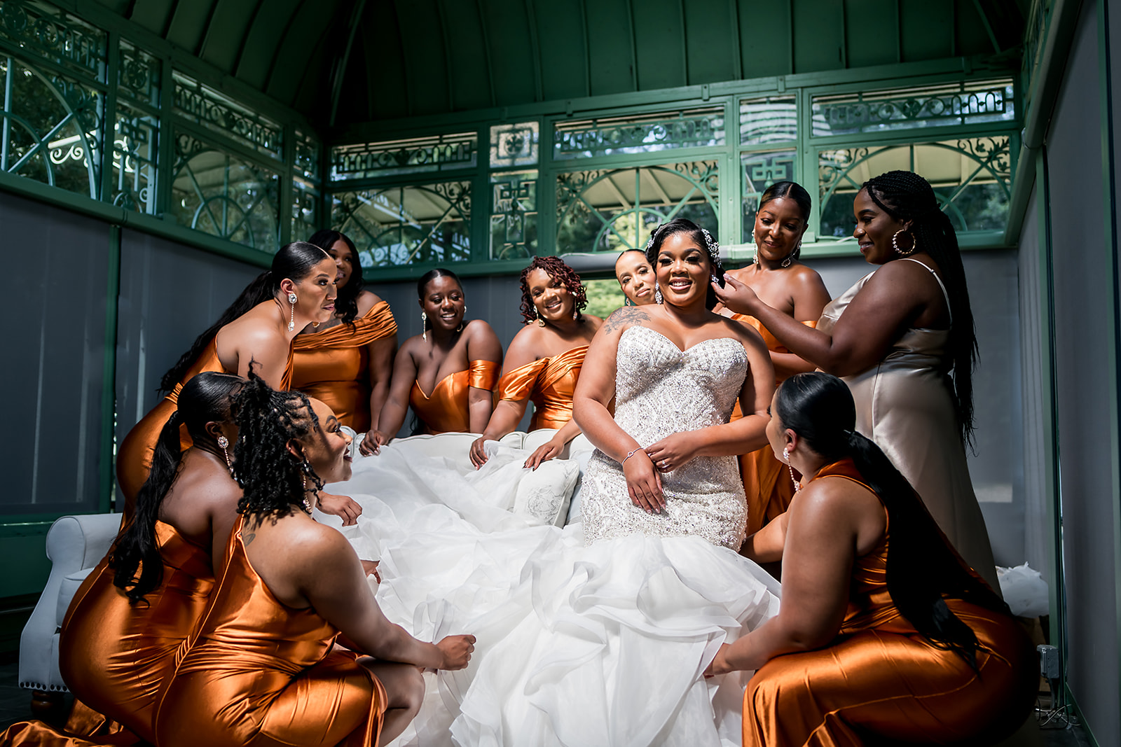 Black bride and bridesmaids getting ready photos at 2400 on the River with JGraced Photography in Atlanta