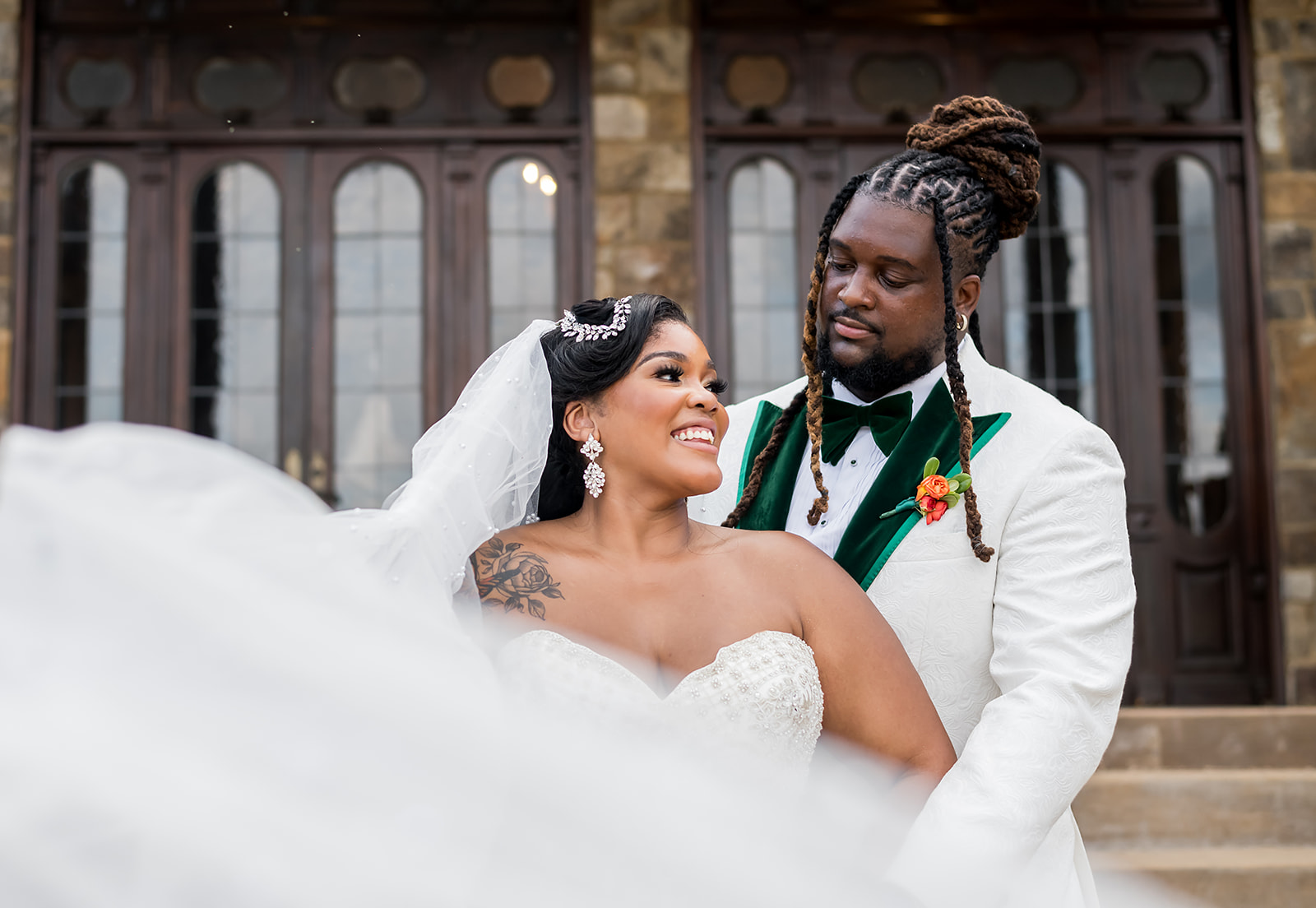 Black couples wedding day portraits traits at 2400 on the river with JGraced Photography in Atlanta