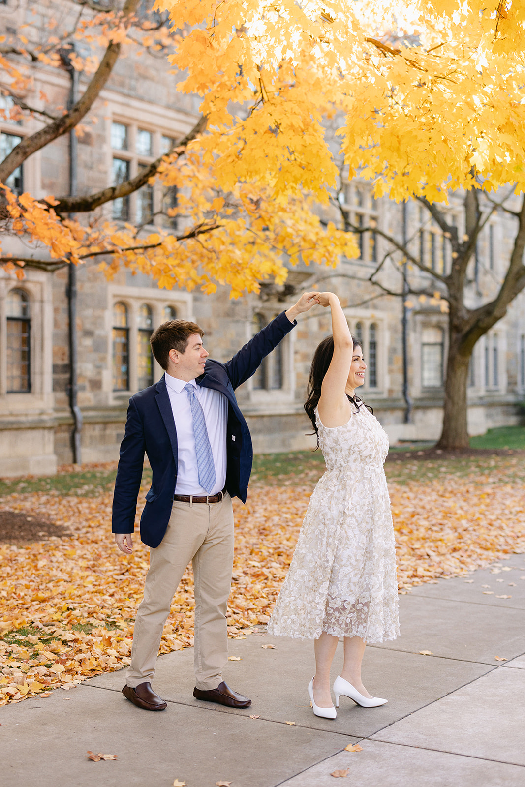 A couple dancing at the Law Quad in Ann Arbor