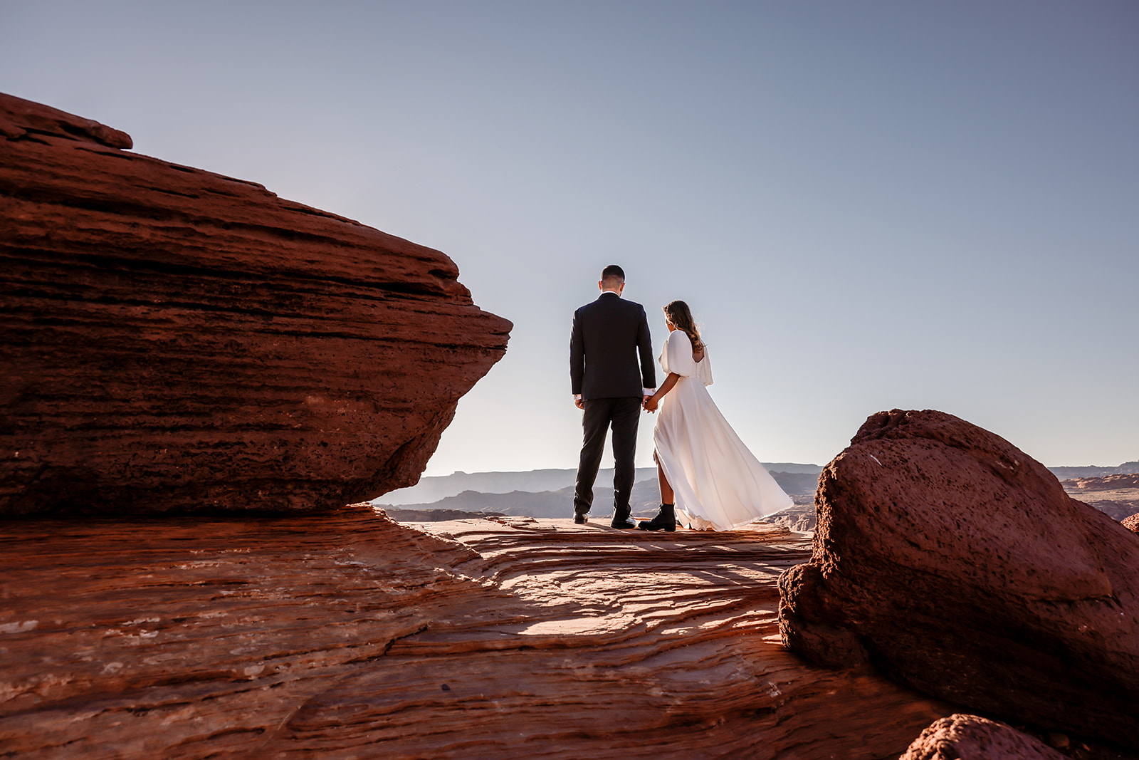 The bride wore combat boots for her wedding at Horseshoe Bend