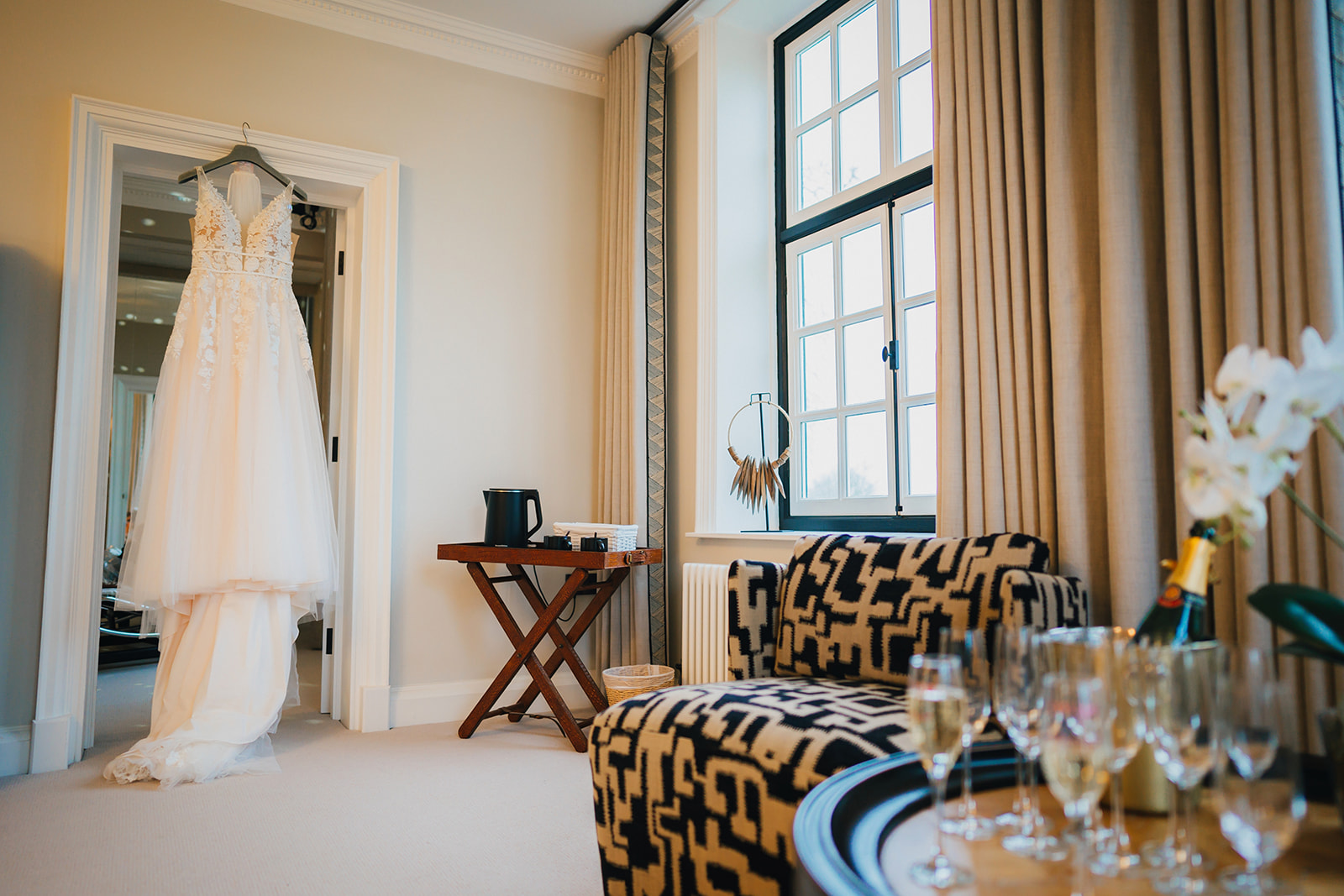 wedding details in the bridal suite