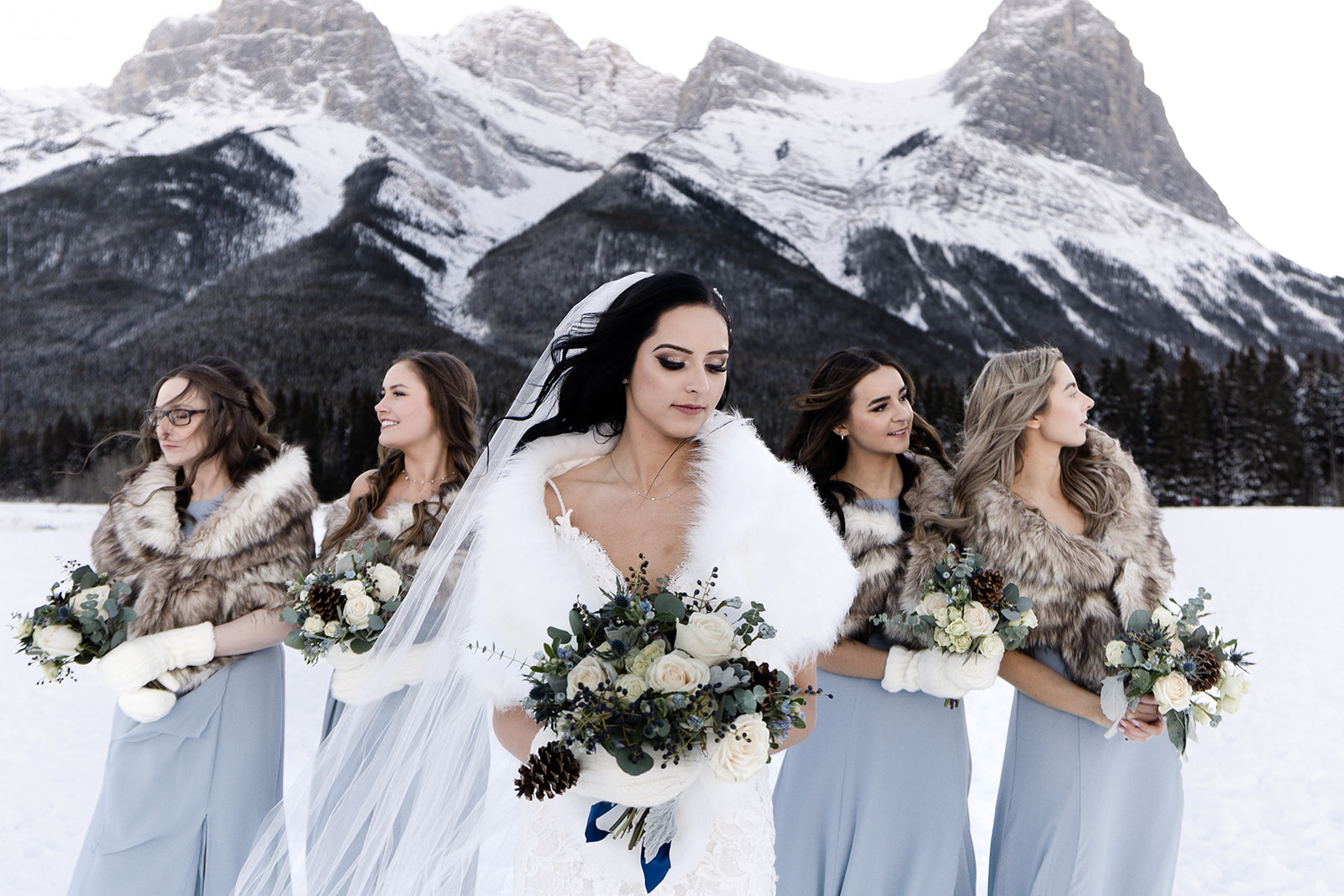Canmore winter Wedding shot at Cornerstone by Calgary Wedding photographers Tkshotz Photography 