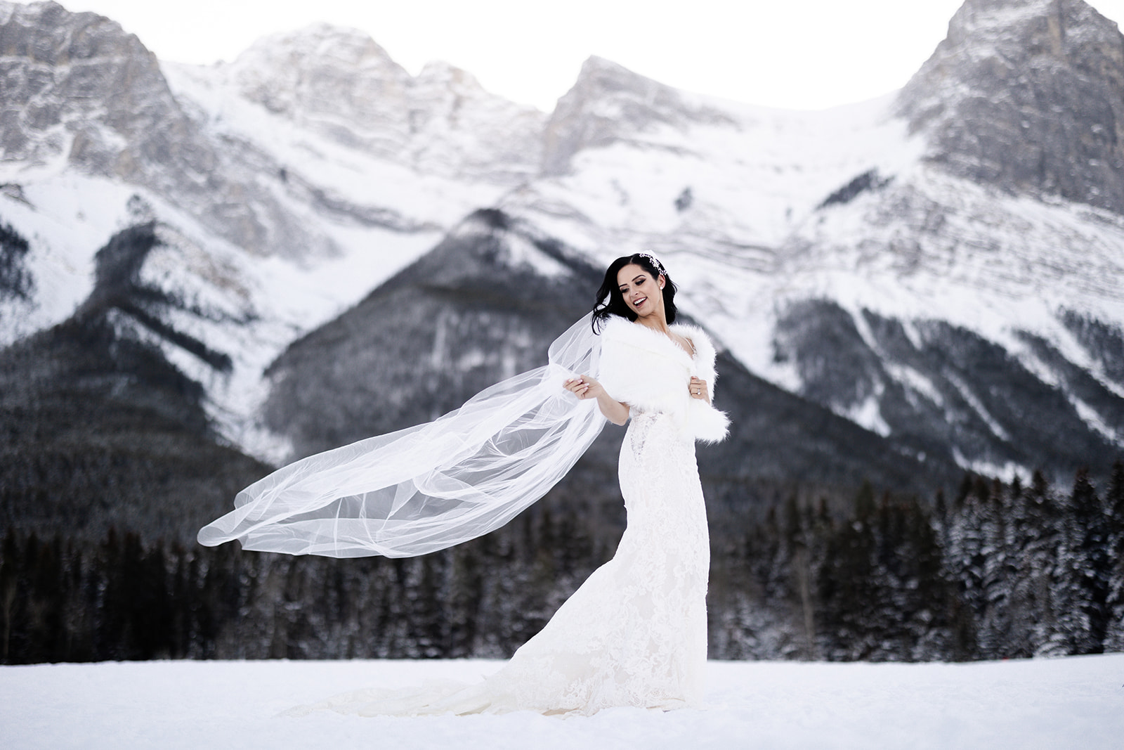 Canmore winter Wedding shot at Cornerstone by Calgary Wedding photographers Tkshotz Photography 