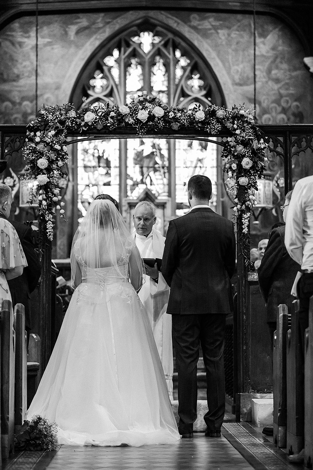 Bride and groom at the alter in Little Gaddesden Church, Hertfordshire Wedding Photo by Perfect Memories Photography
