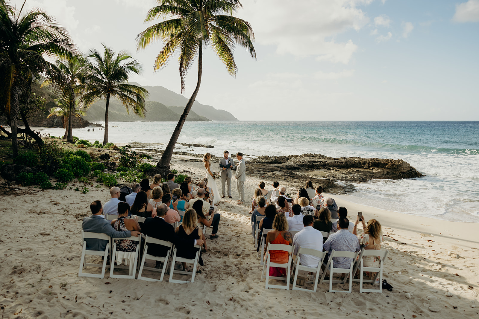 Tropical beach destination wedding ceremony on St. Croix, US Virgin Islands