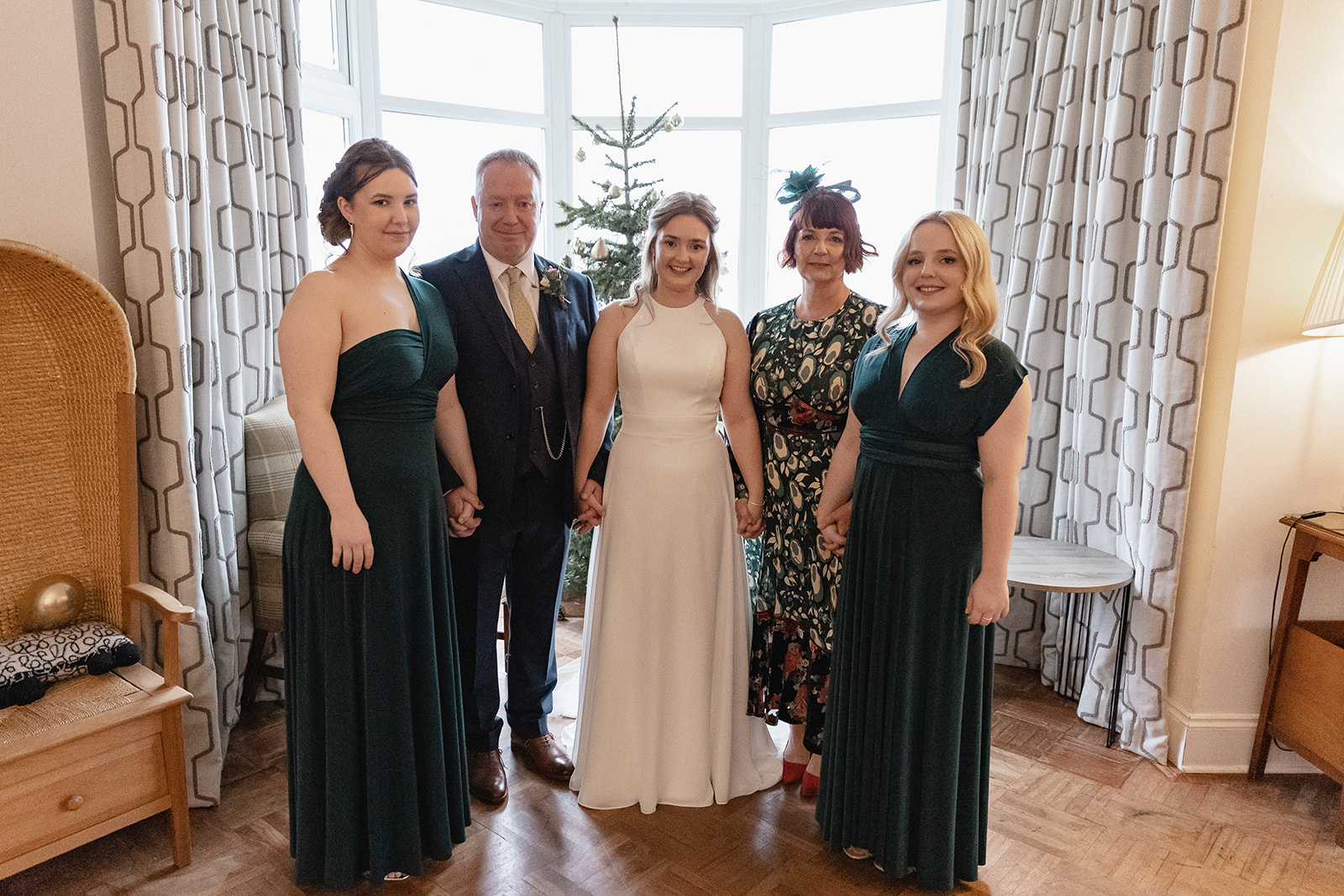 bride with siblings and parents- Cairns Farm Estate