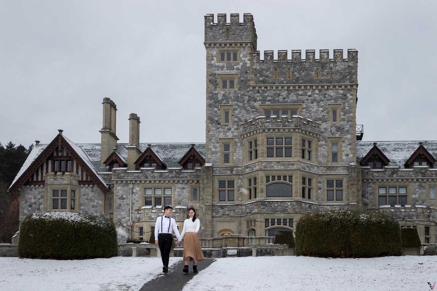 Hatley castle snow pre-wedding
