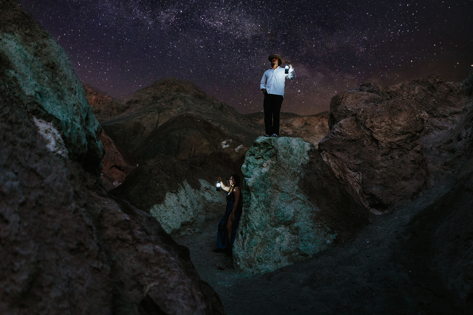 Adventure Engagement photos at Artist's Palette, Death Valley National Park