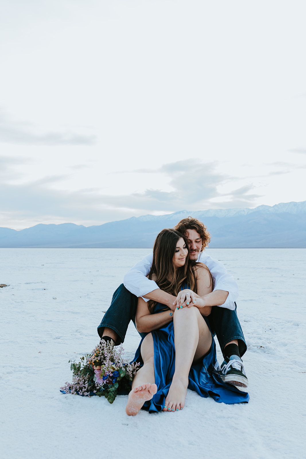 Engagement photos at Badwater Basin, Death Valley National Park