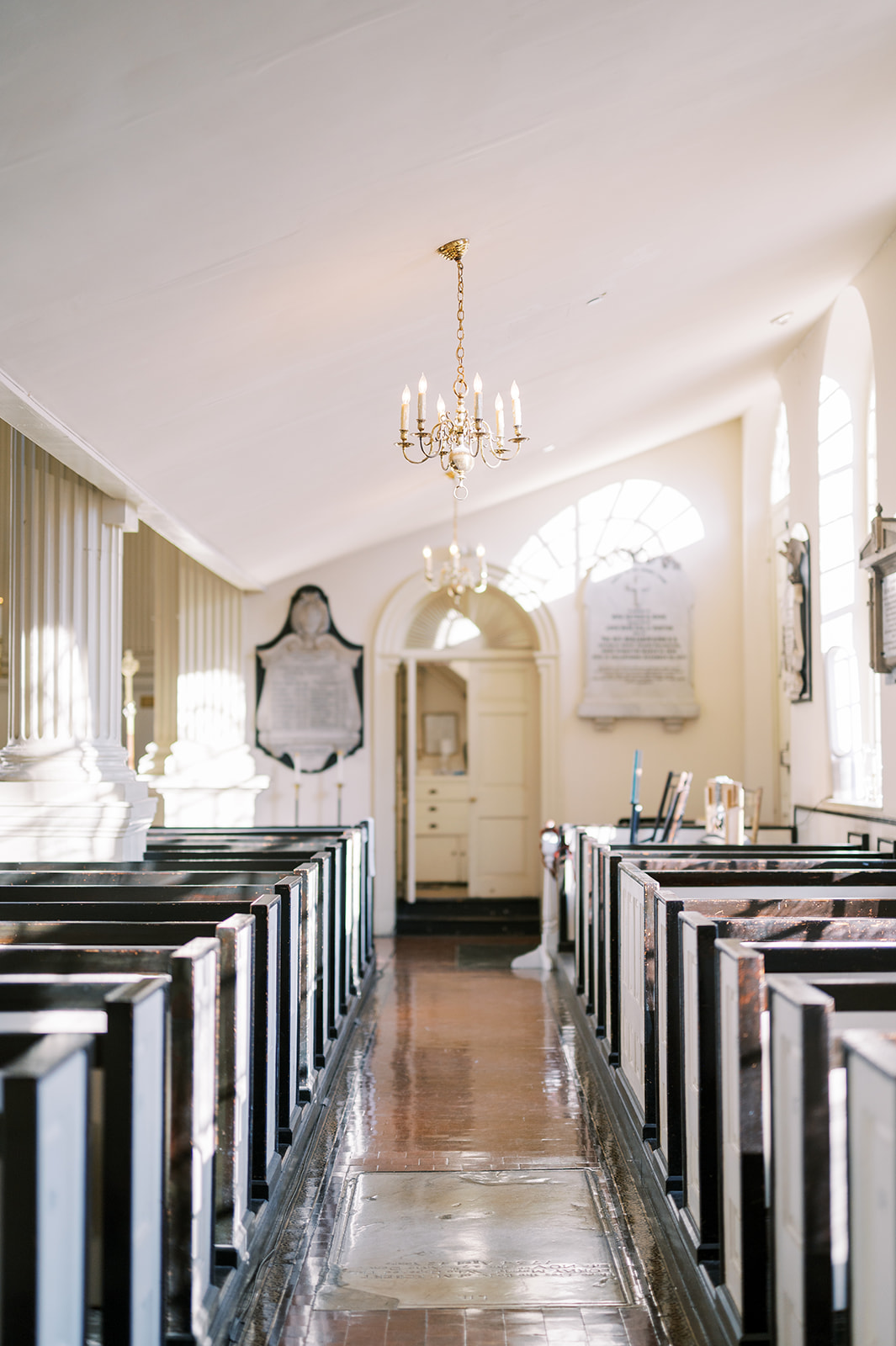 sunny space at Christ Church in Old City for Classic Airy Winter Wedding at Philadelphia's Historic Union Trust
