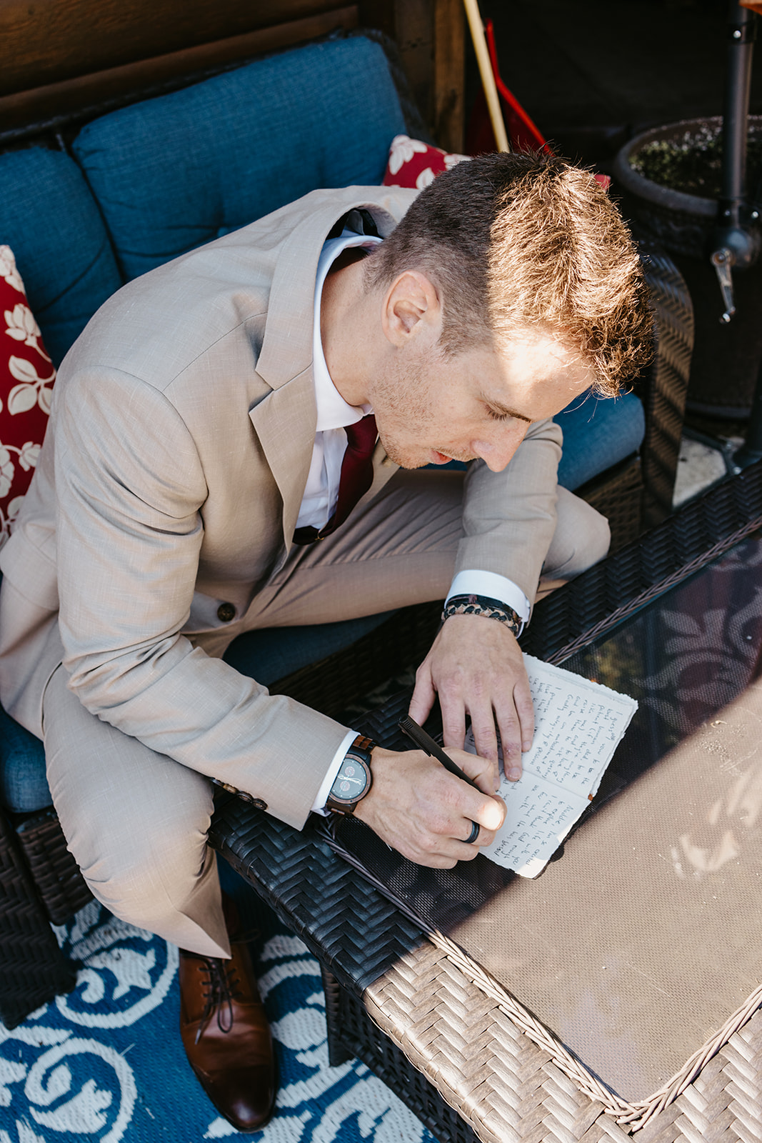 Chris hartwig writing his wedding vows