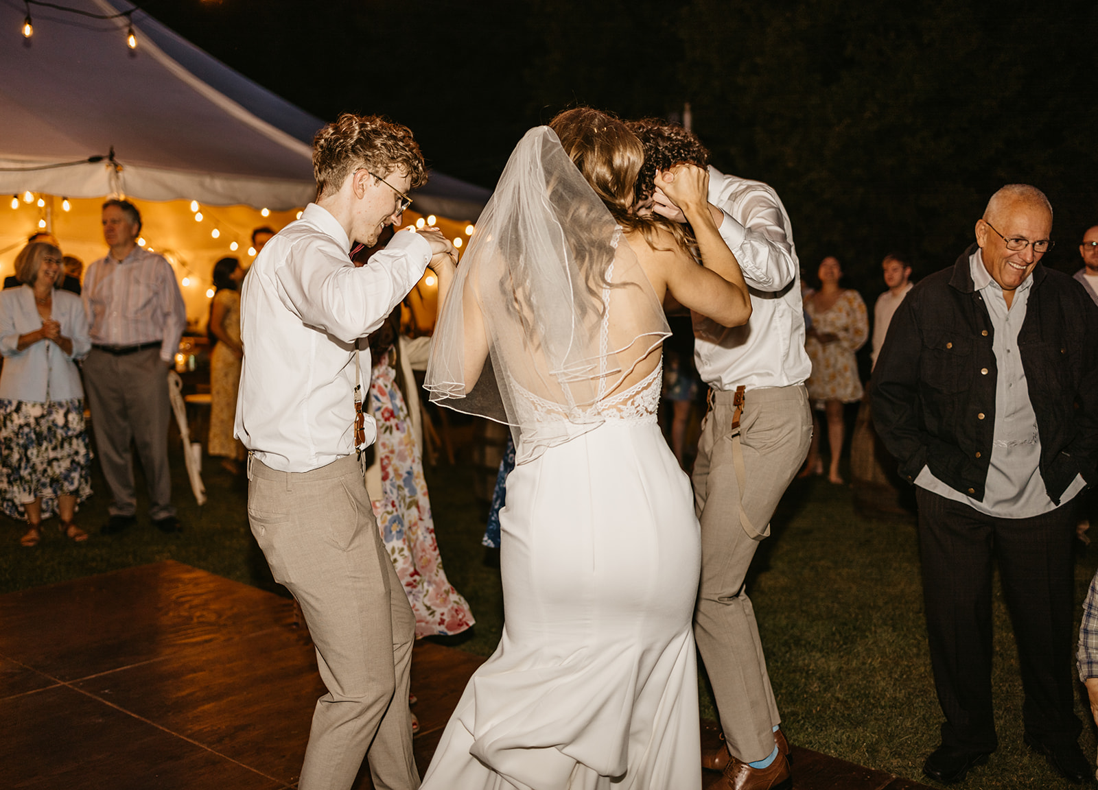 Maddie Lymburner and Chris Hartwig dancing at their wedding reception