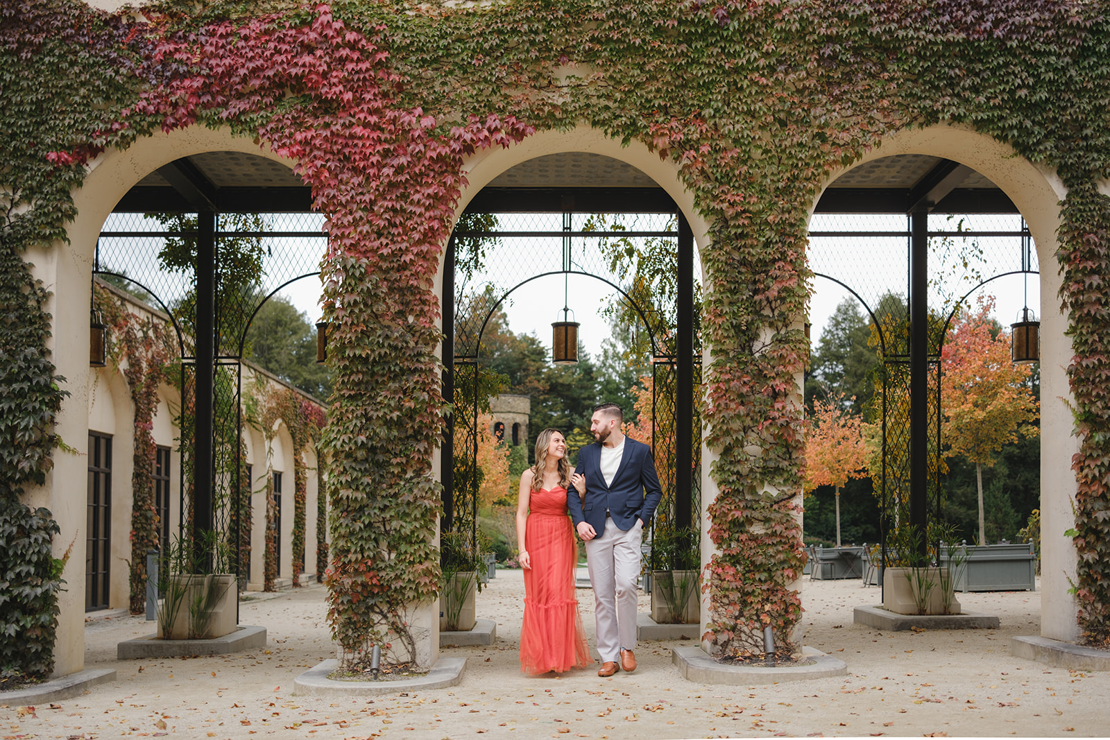 a couple who had an engagement session at longwood gardens
