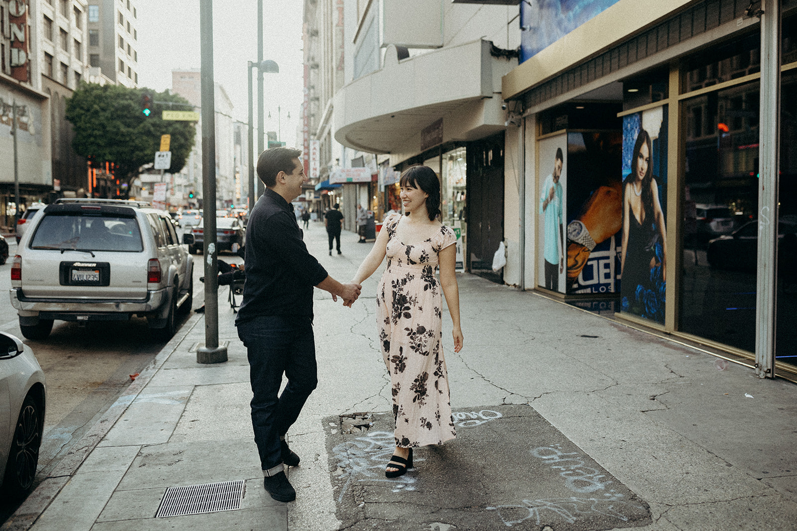 engagement session on the streets of los angeles