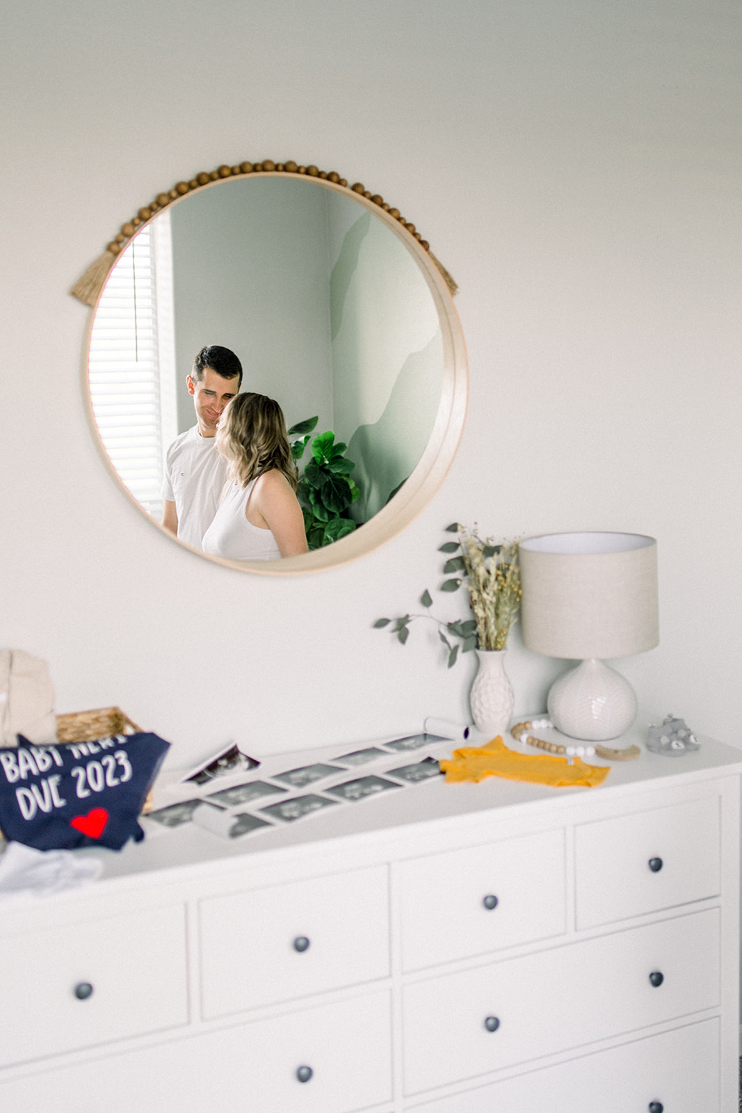 Nursery mirror at In home maternity photo shoot Sonora, CA photographer