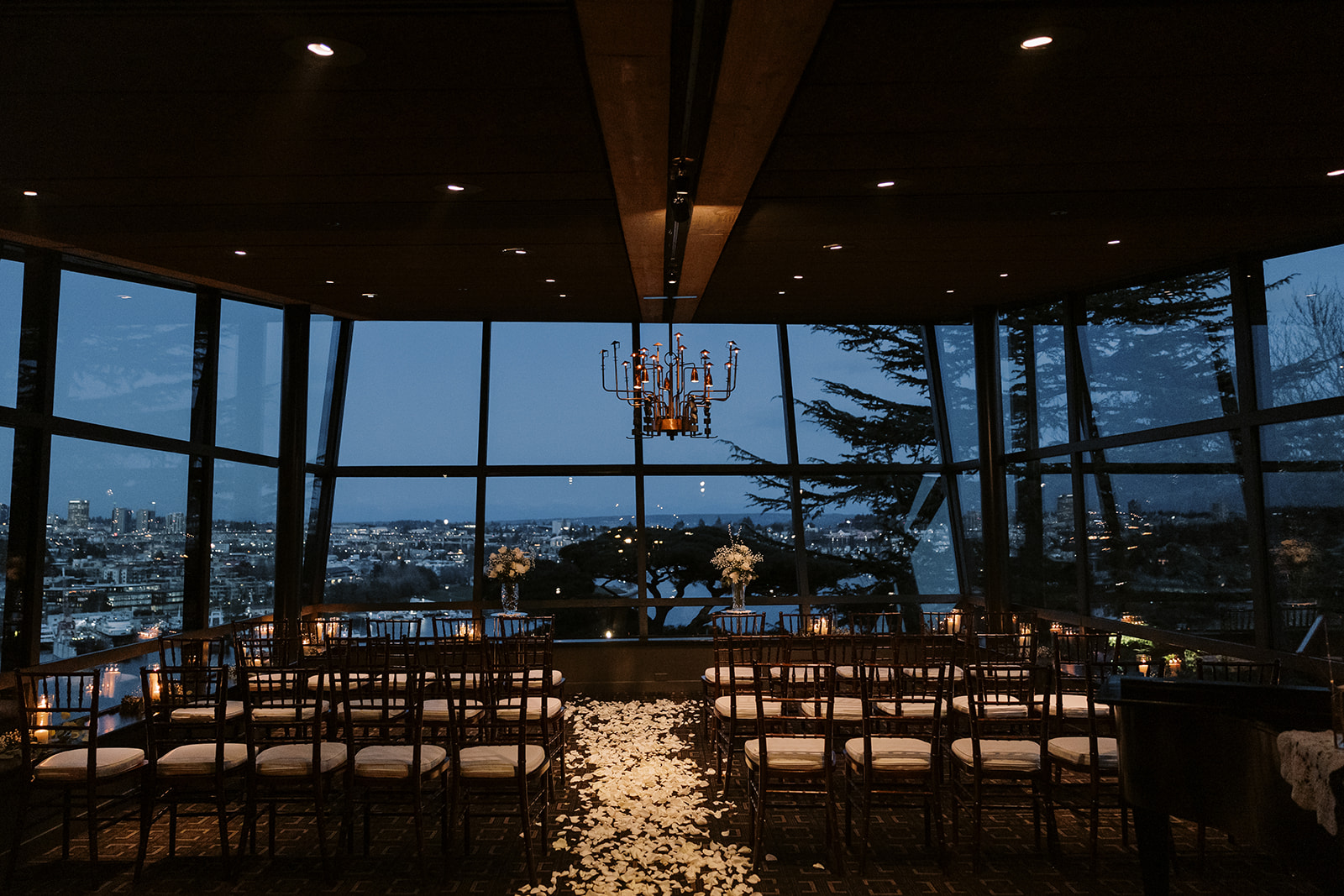 Canlis restaurant wedding ceremony setup