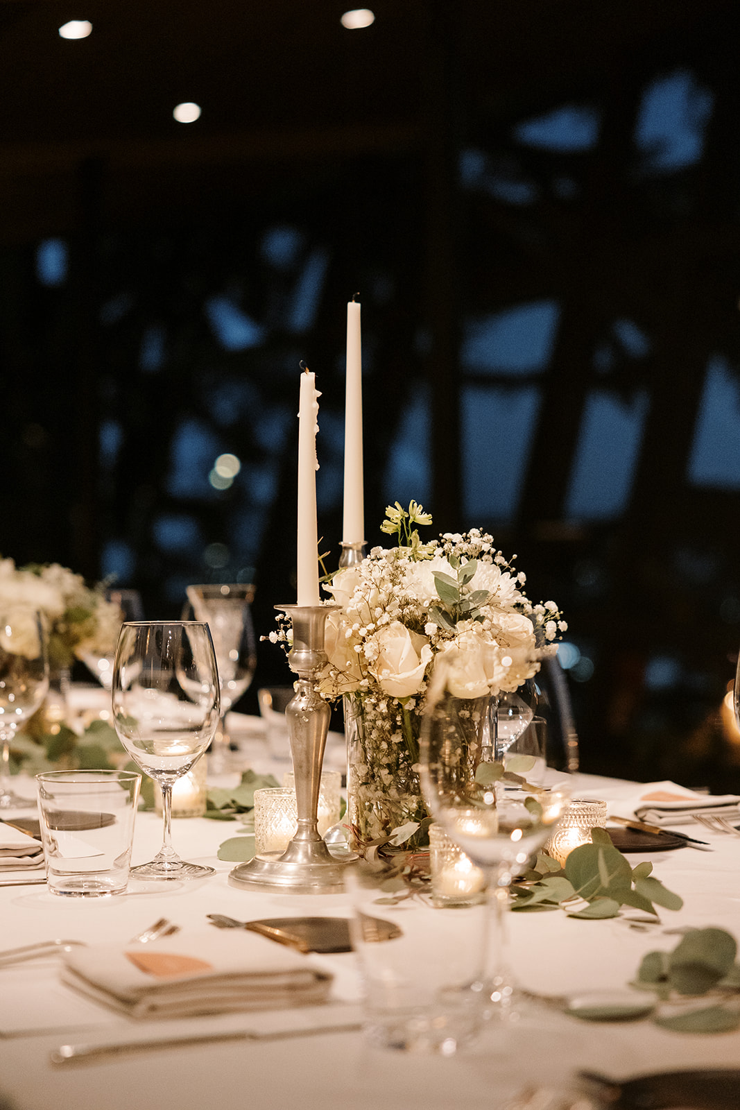 candlelit tablescape at romantic Canlis wedding