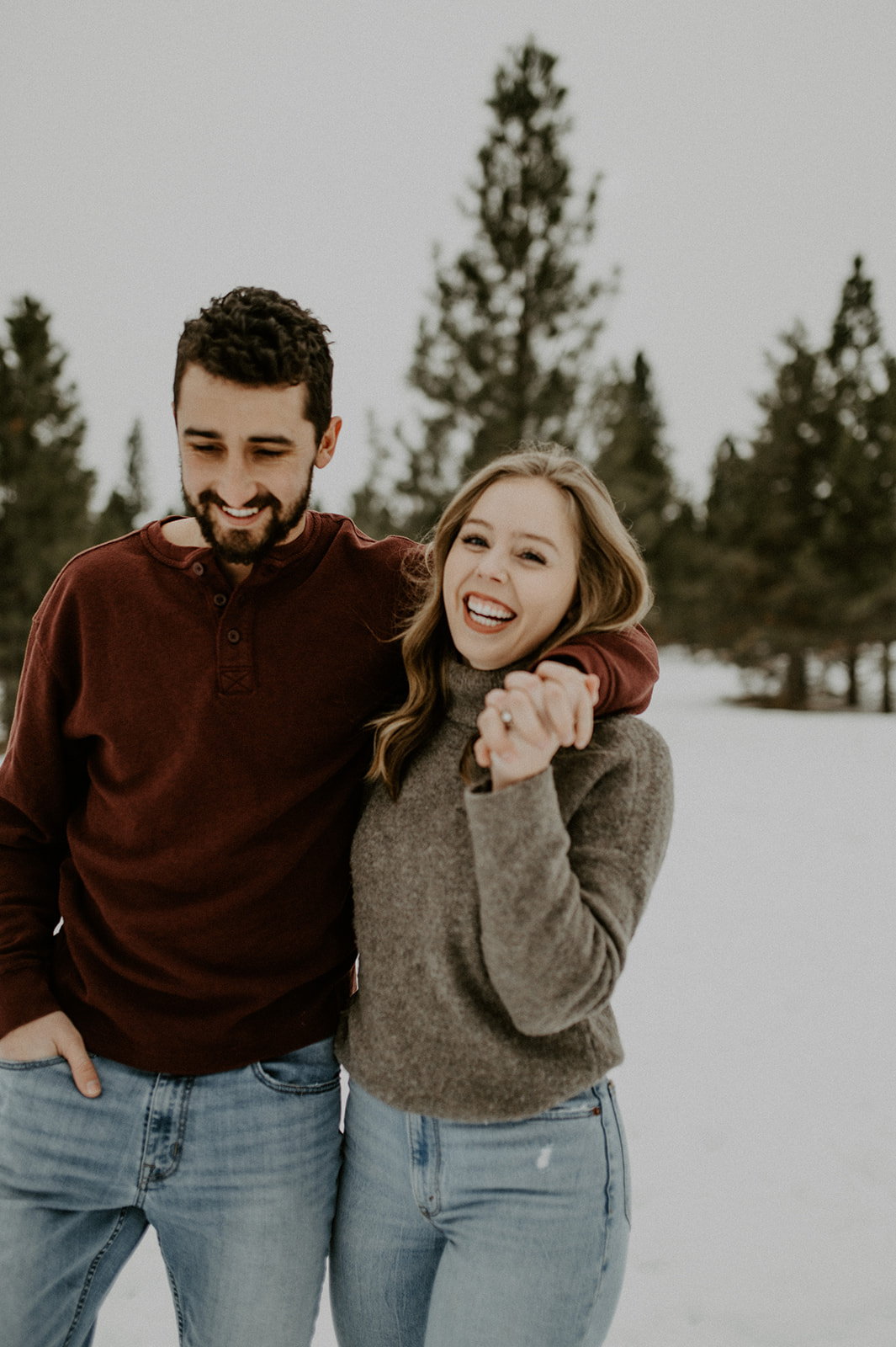 A couples engagement session in Missoula at Blue Mountain Recreational Area with pups