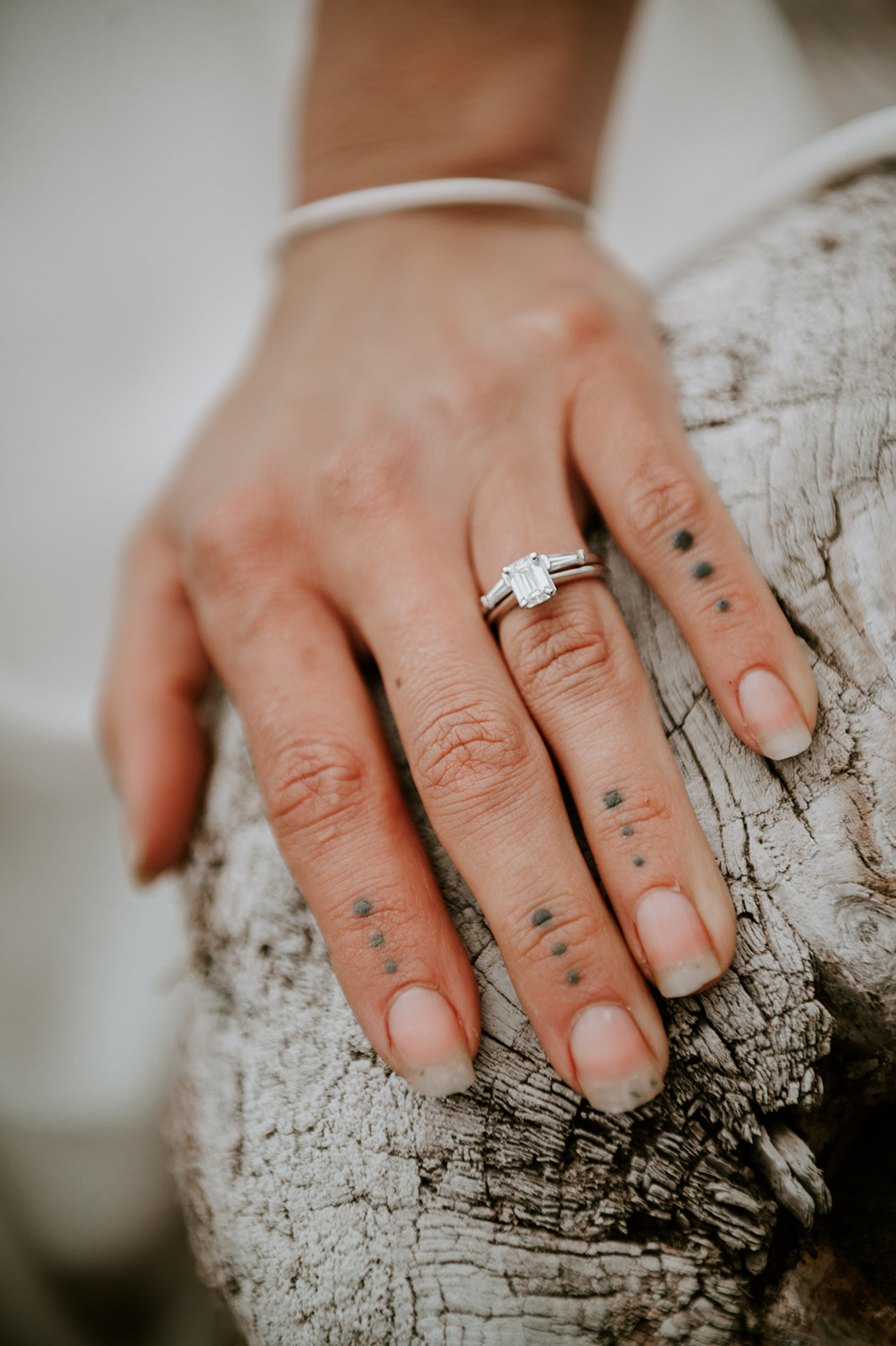 Boho bride ring, bride with Hand tattoos 