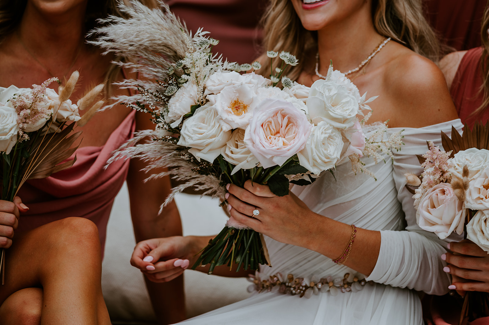 Blush and pampas grass bridal bouquet