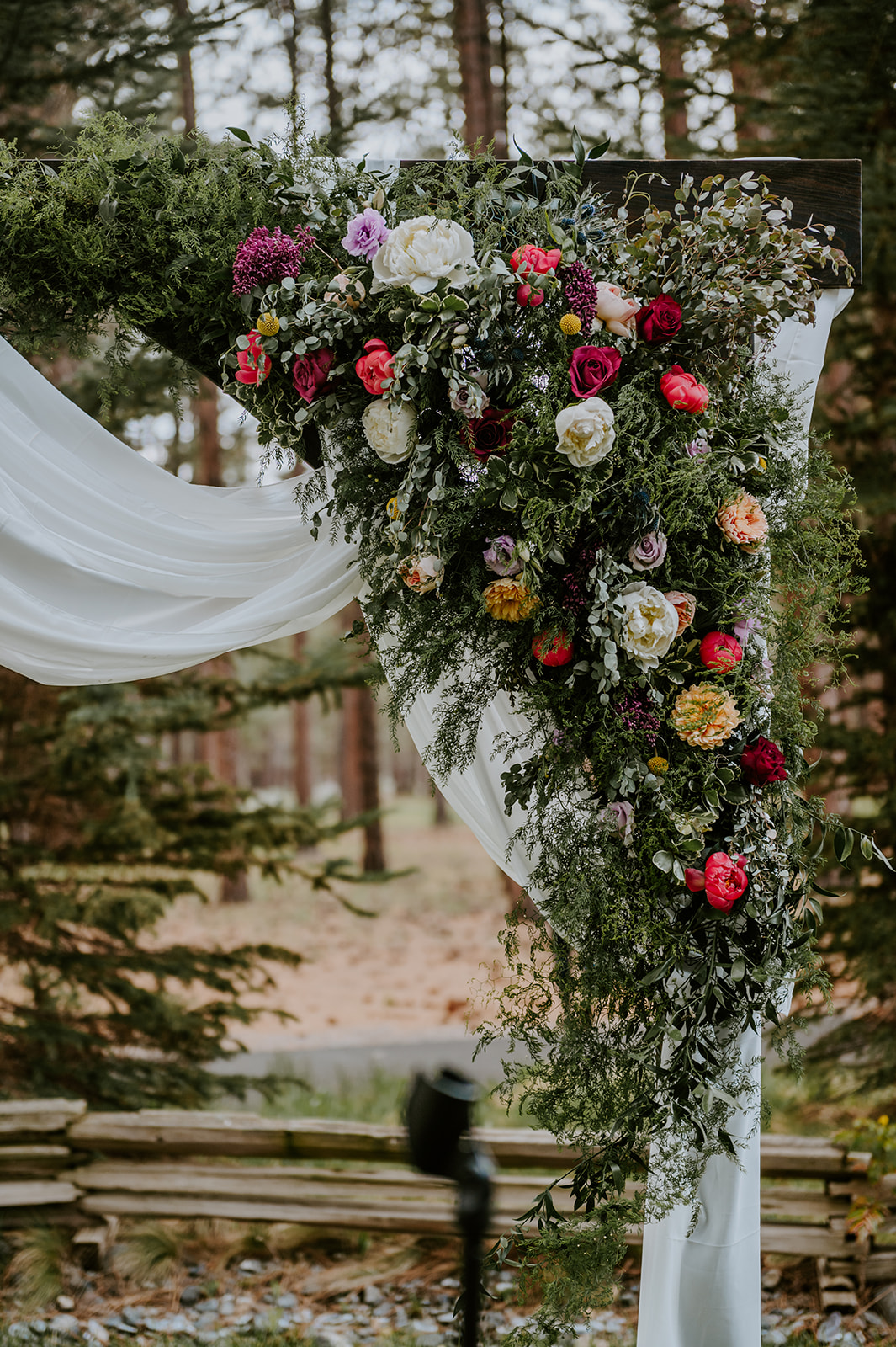 Spring wedding arbor at five pine lodge