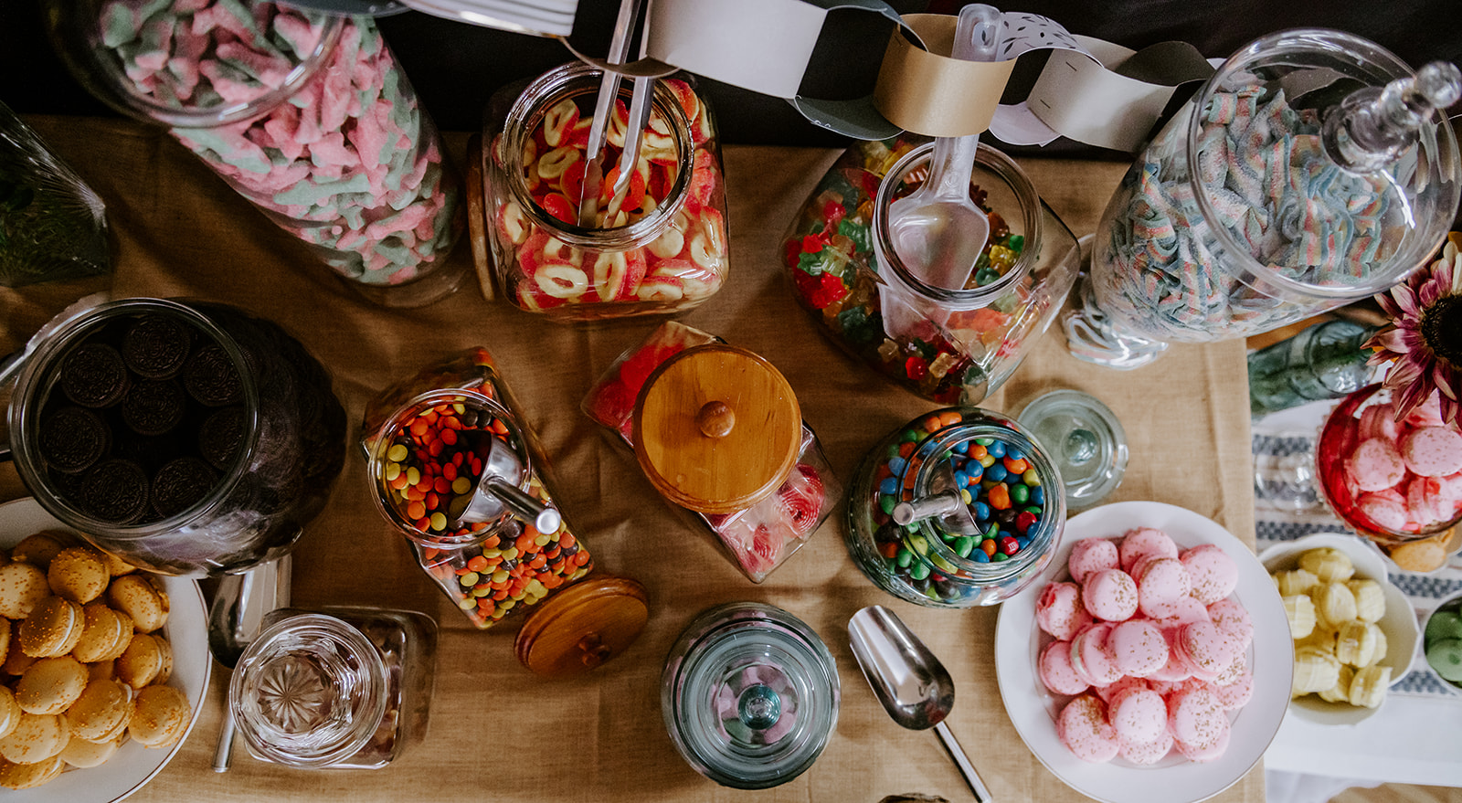 Vintage candy shop desert table at a wedding