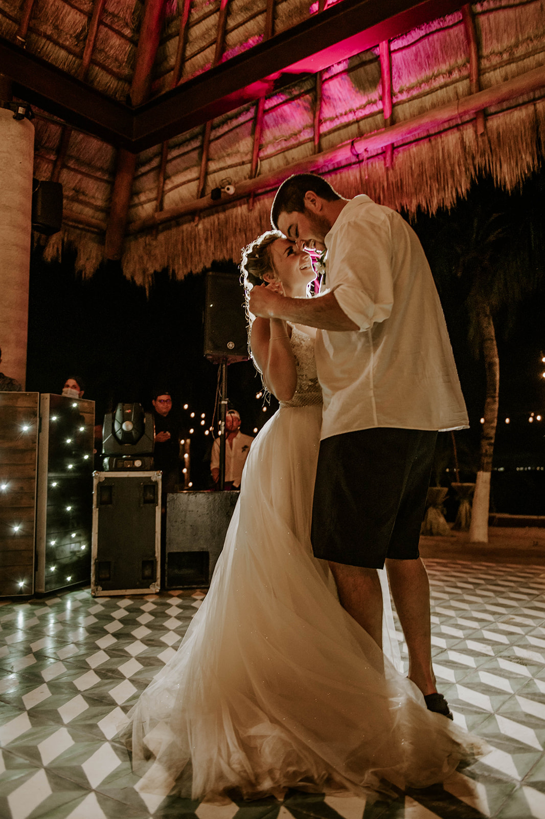 Bride and groom sharing their first dance at Zama