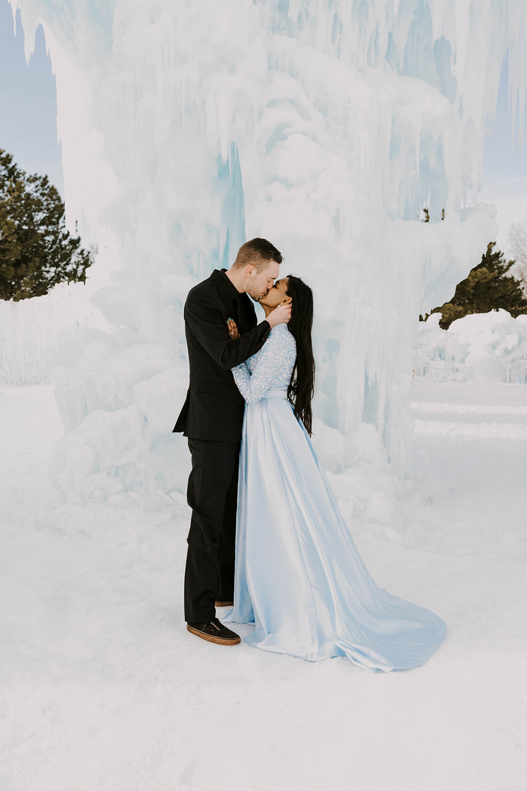 Winter Engagement Session, Minnesota Wedding Photographer, Long engagement dress
