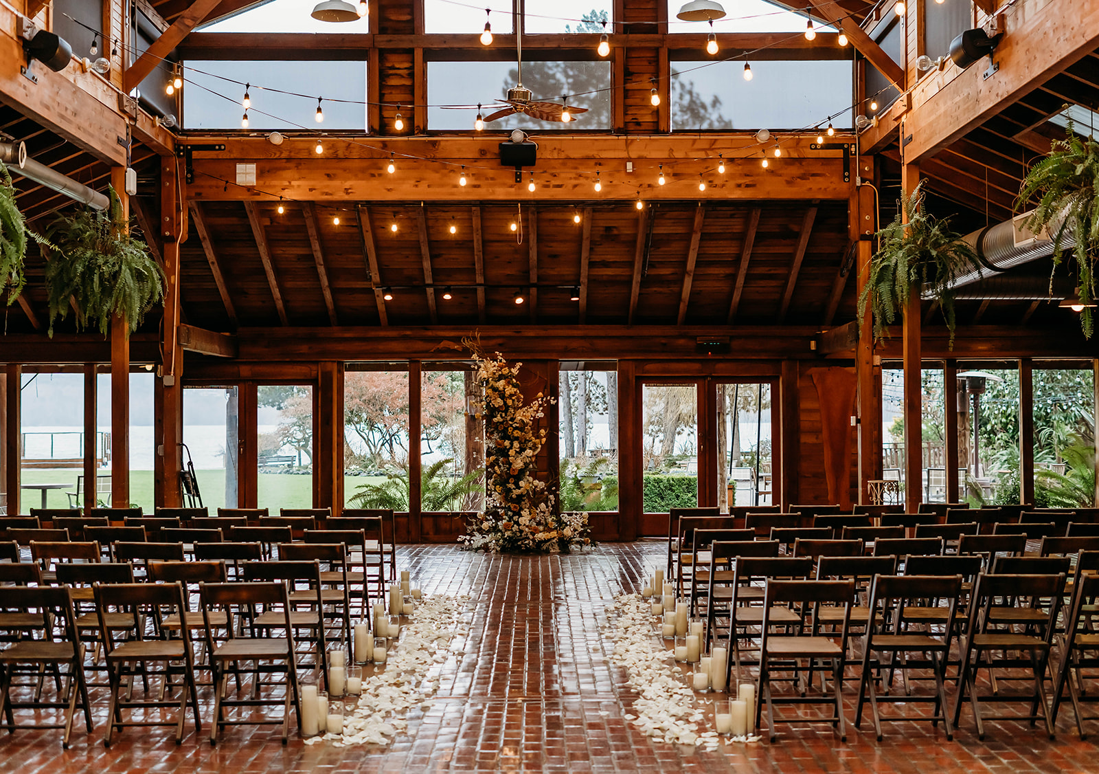 Ceremony space at the Kiana Lodge in Poulsbo, Washington. 