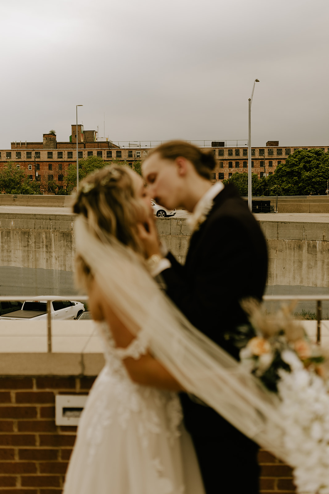 Artistic wedding photos at the Downtown Market greenhouse in Grand Rapids, Michigan