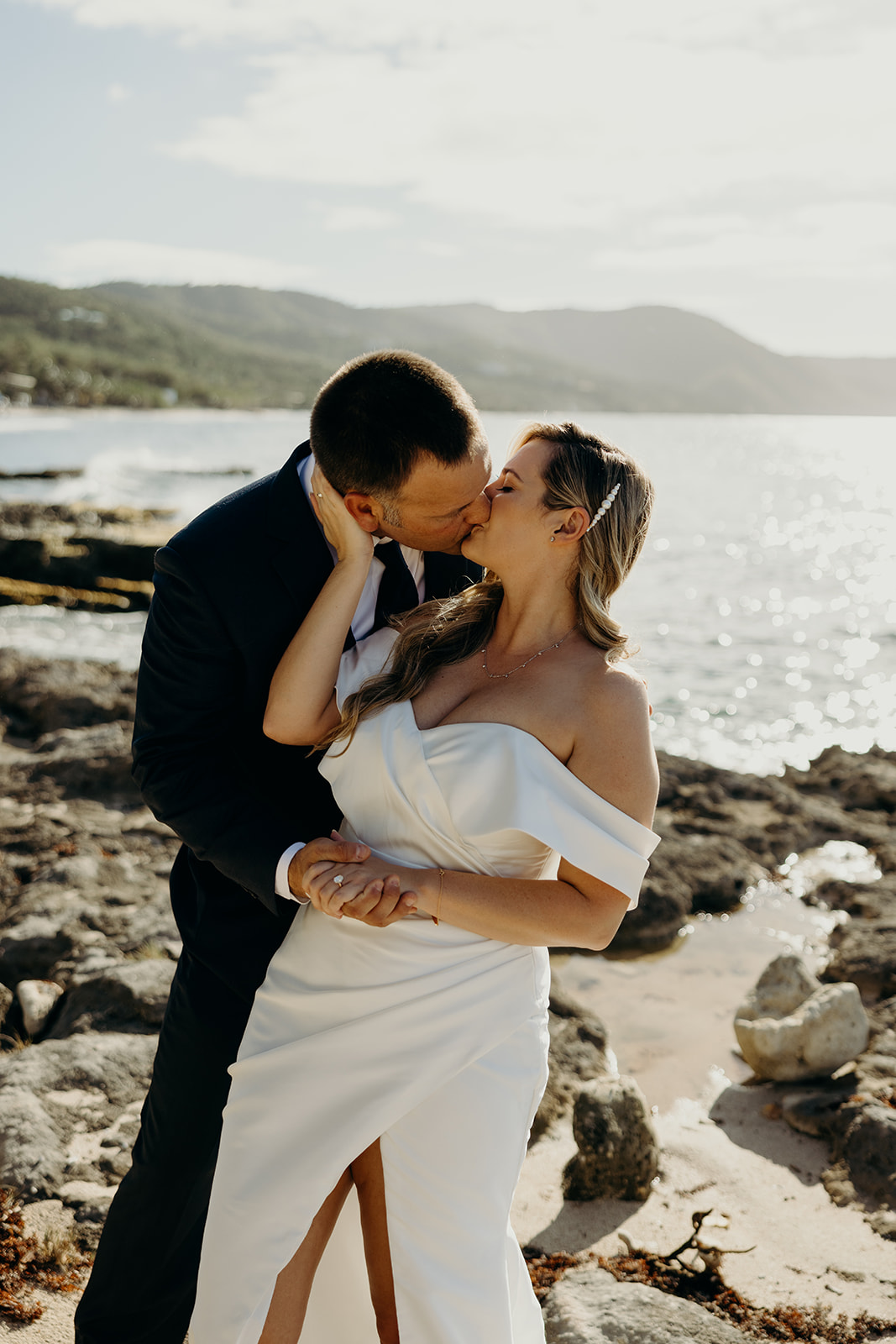 First look with bride and groom at Cane Bay on St. Croix US Virgin Islands