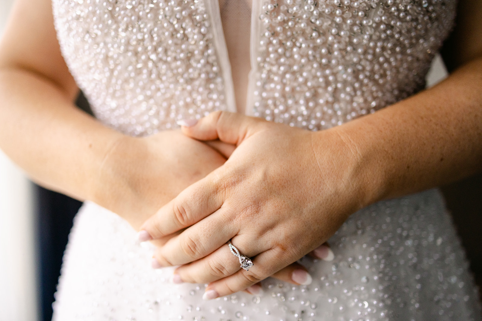 Closeup of bride's hands