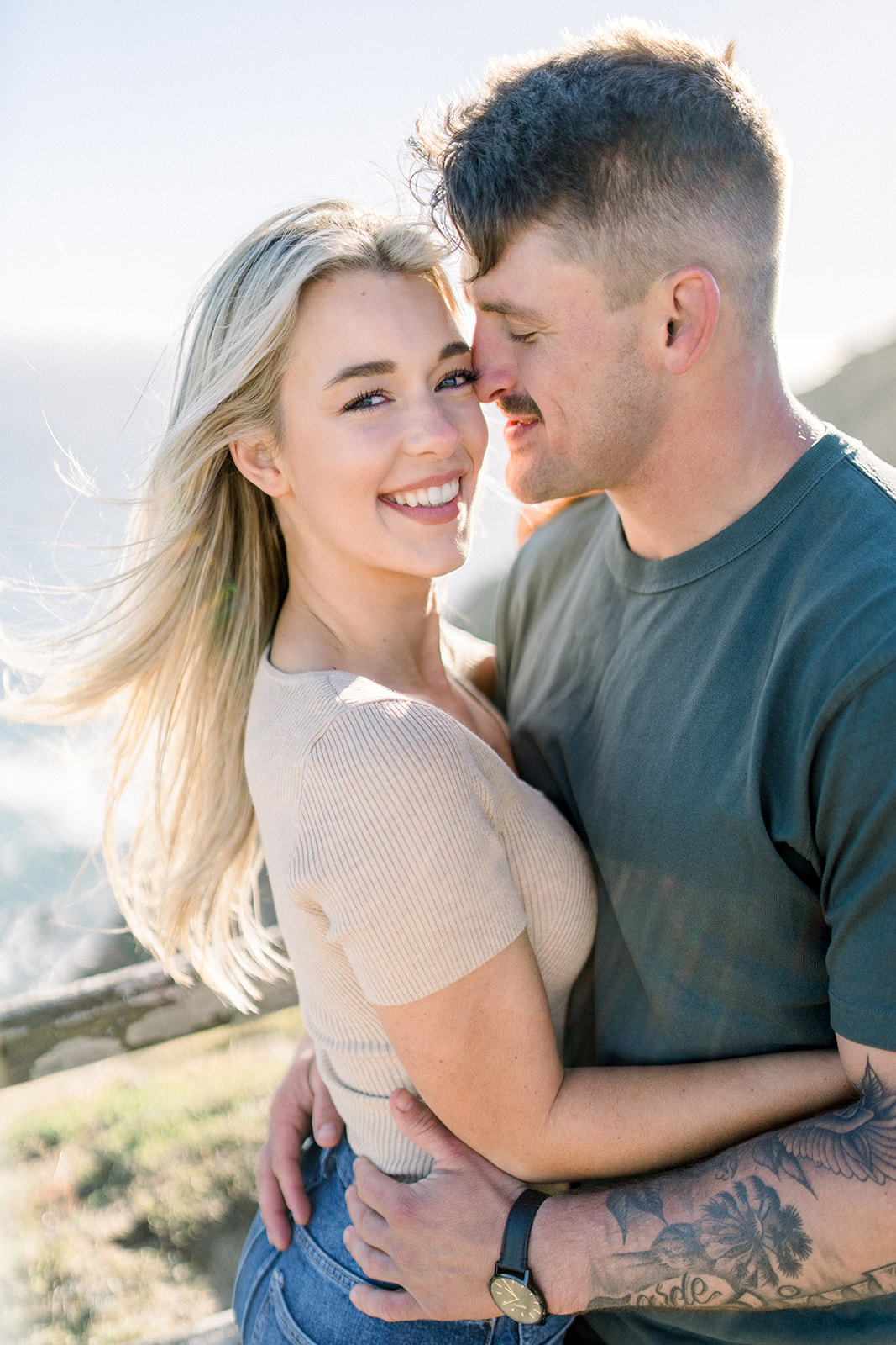 Casual breezy Coastal Point Reyes, CA engagement session Photographer
