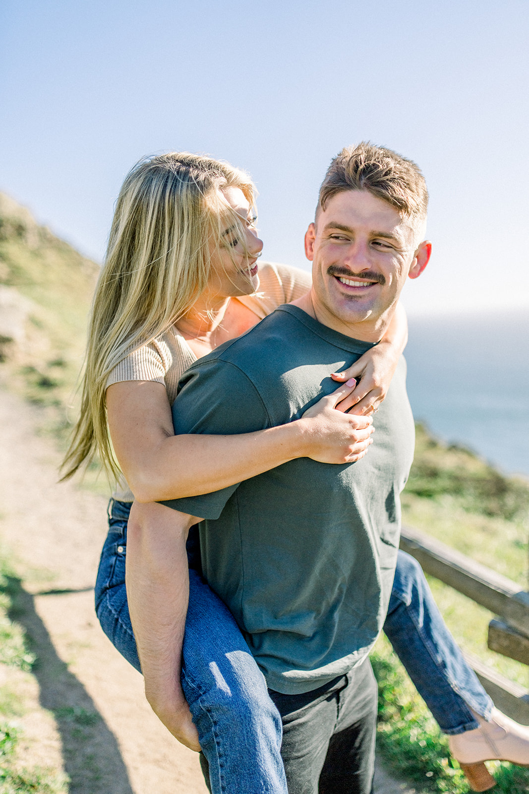 Casual windy Coastal Point Reyes, CA engagement session Photographer