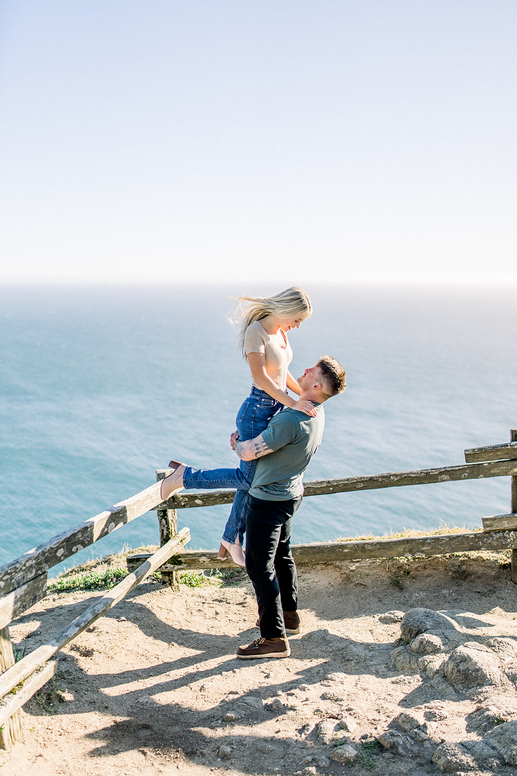 Lift Casual breezy Coastal Point Reyes, CA engagement session Photographer