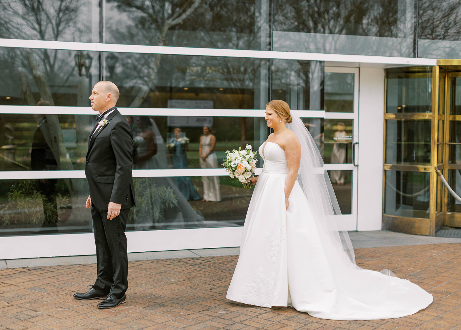 bride and dad share first look at the mint museum randolph