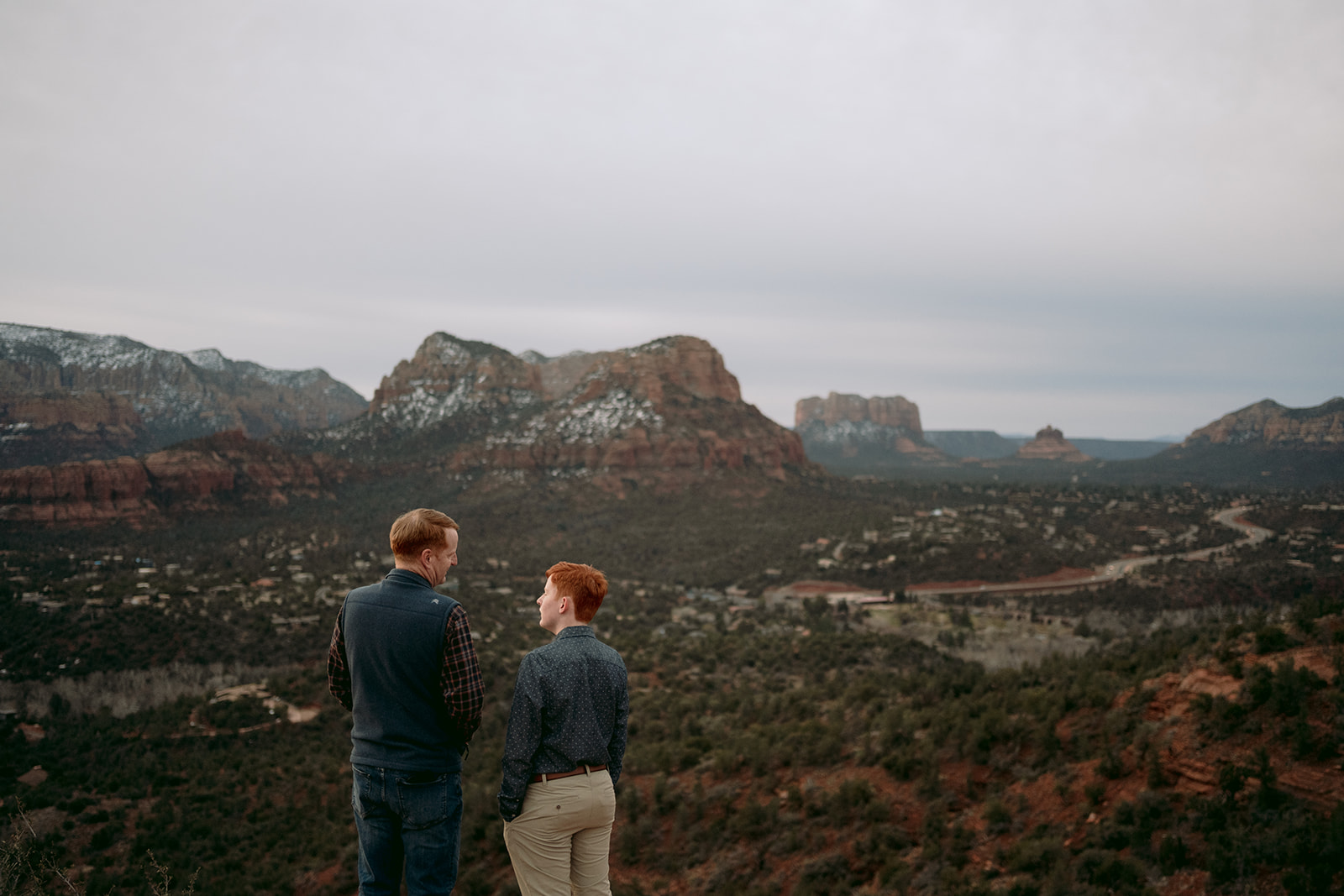 father and son looking out at the Sedona view