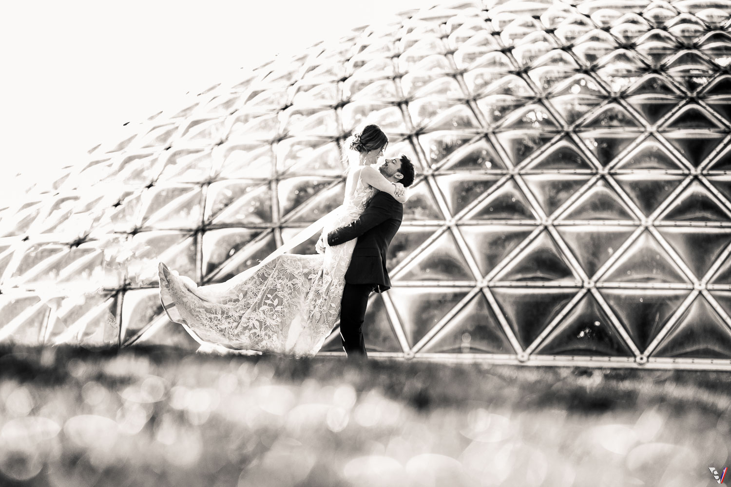 Bride and groom at bloedel conservatory
