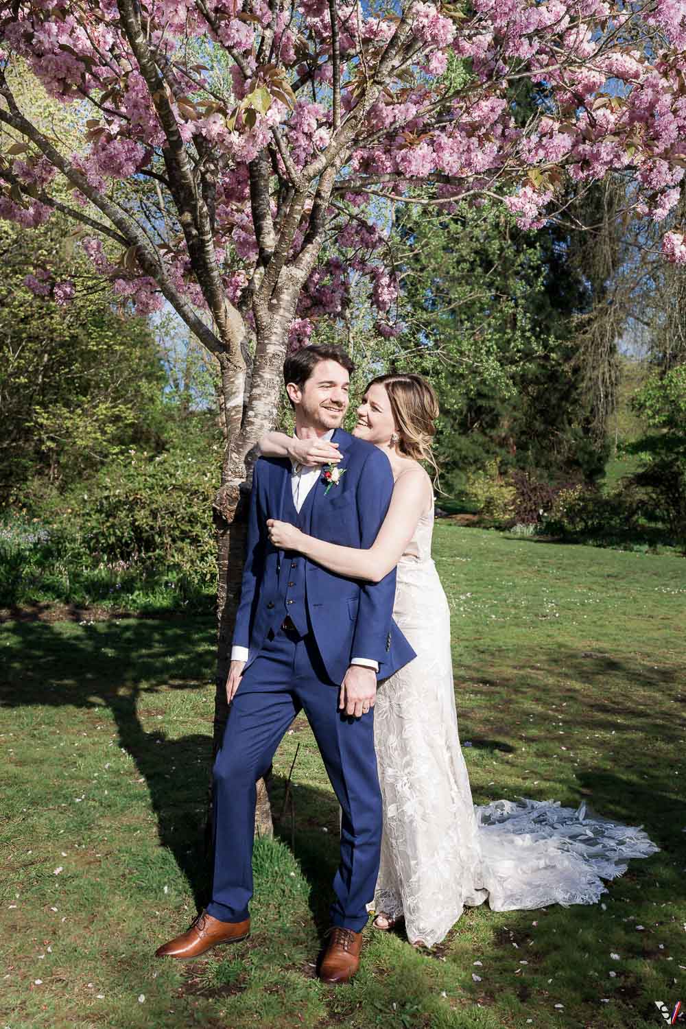Cherry tree spring wedding photographers